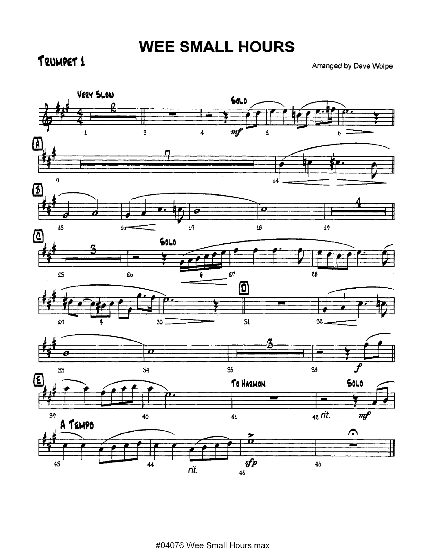Wee Small Hours — sheet music preview