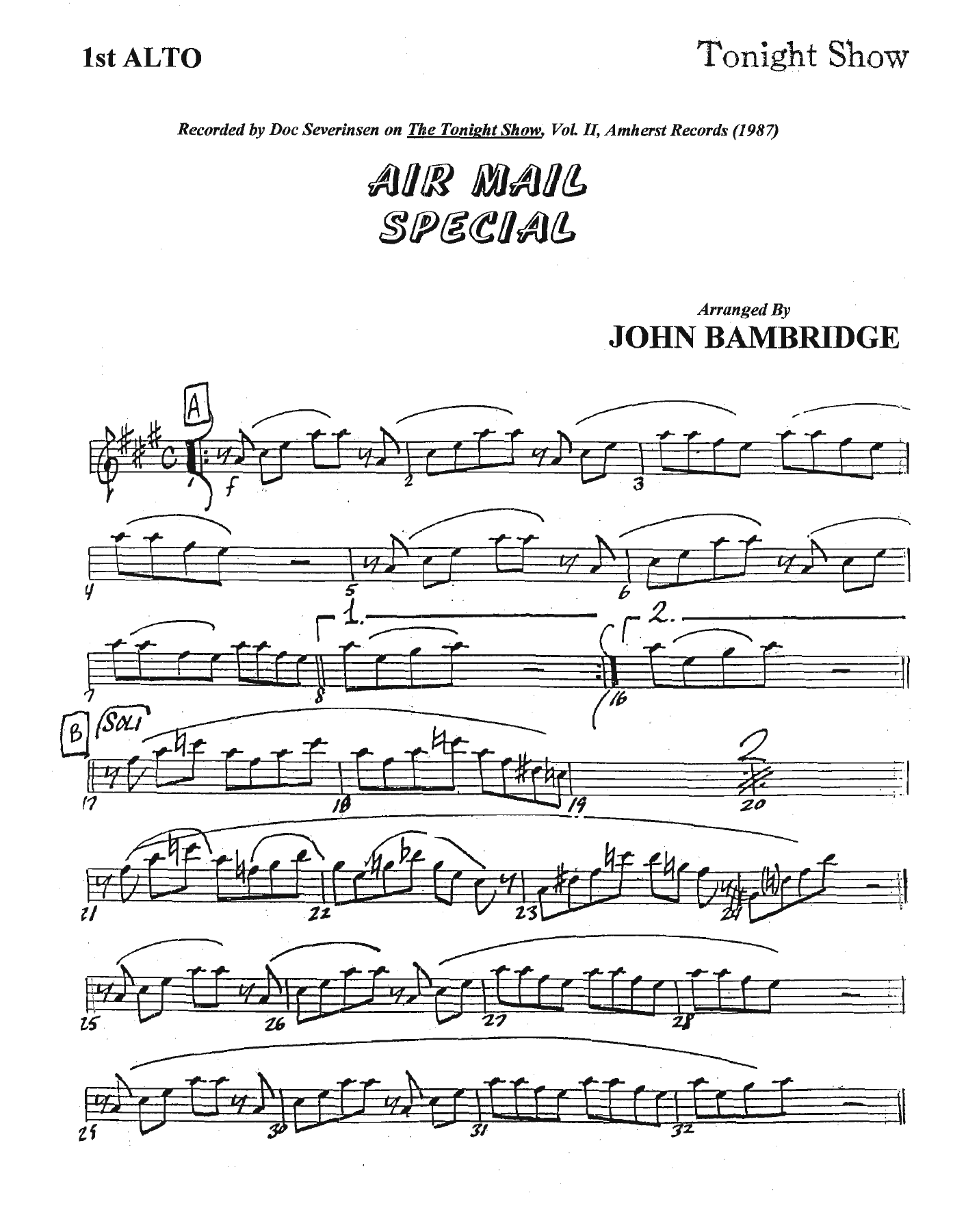 Air Mail Special (J.Bambridge) Tonight Show Orchestra MP3 — sheet music preview