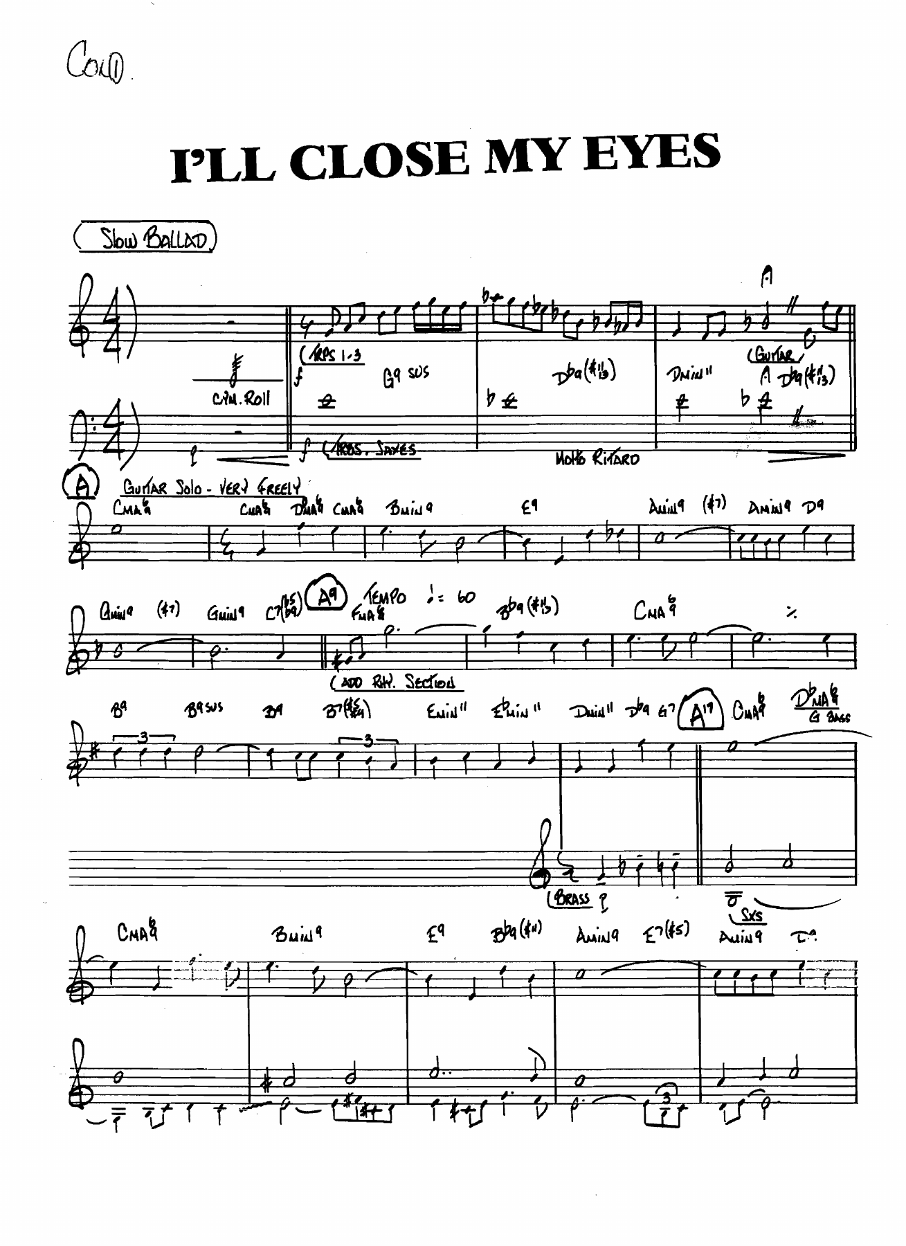 I'll Close My Eyes — sheet music preview