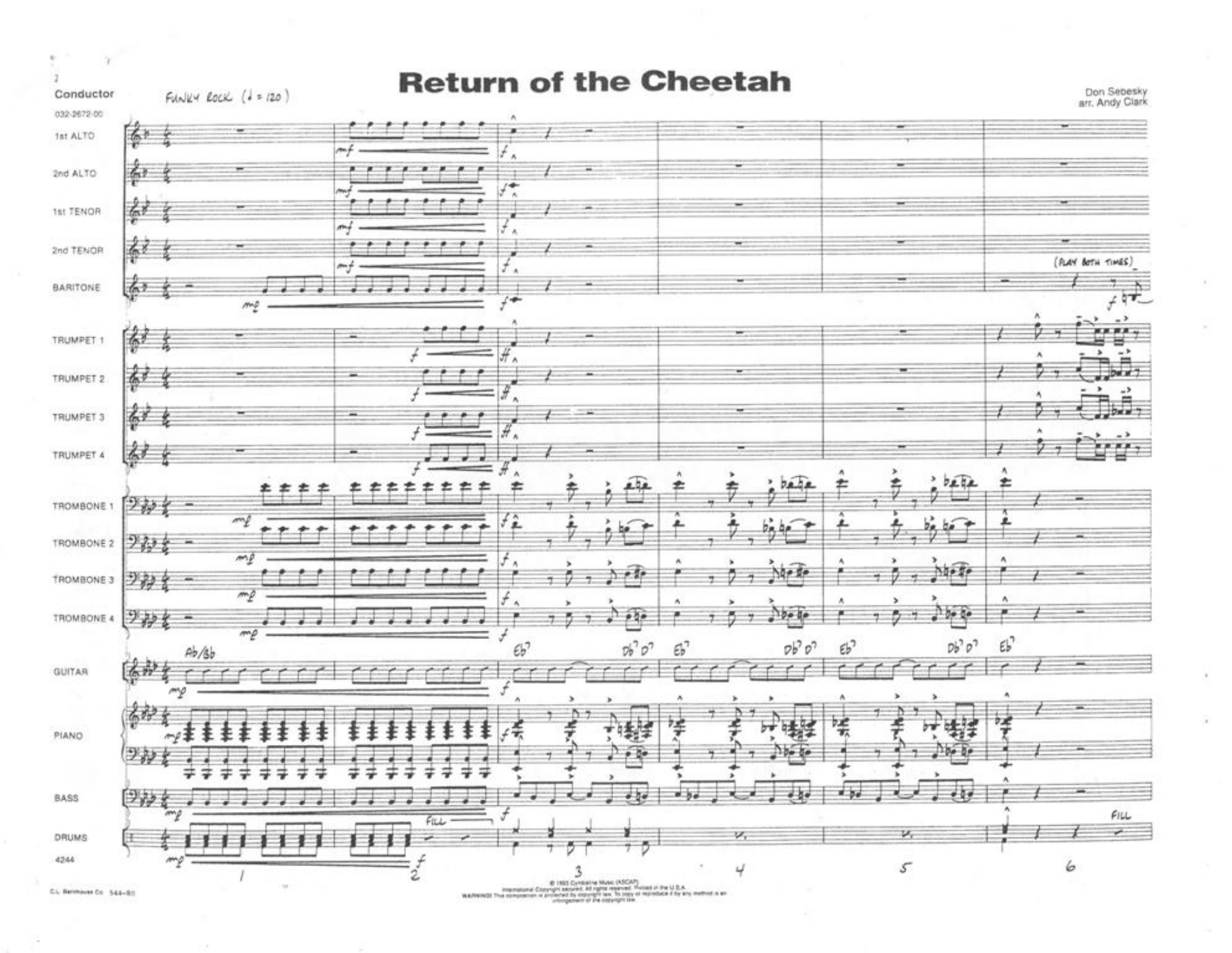 Return Of The Cheetah (A.Clark) D.Sebesky. MP3 — sheet music preview