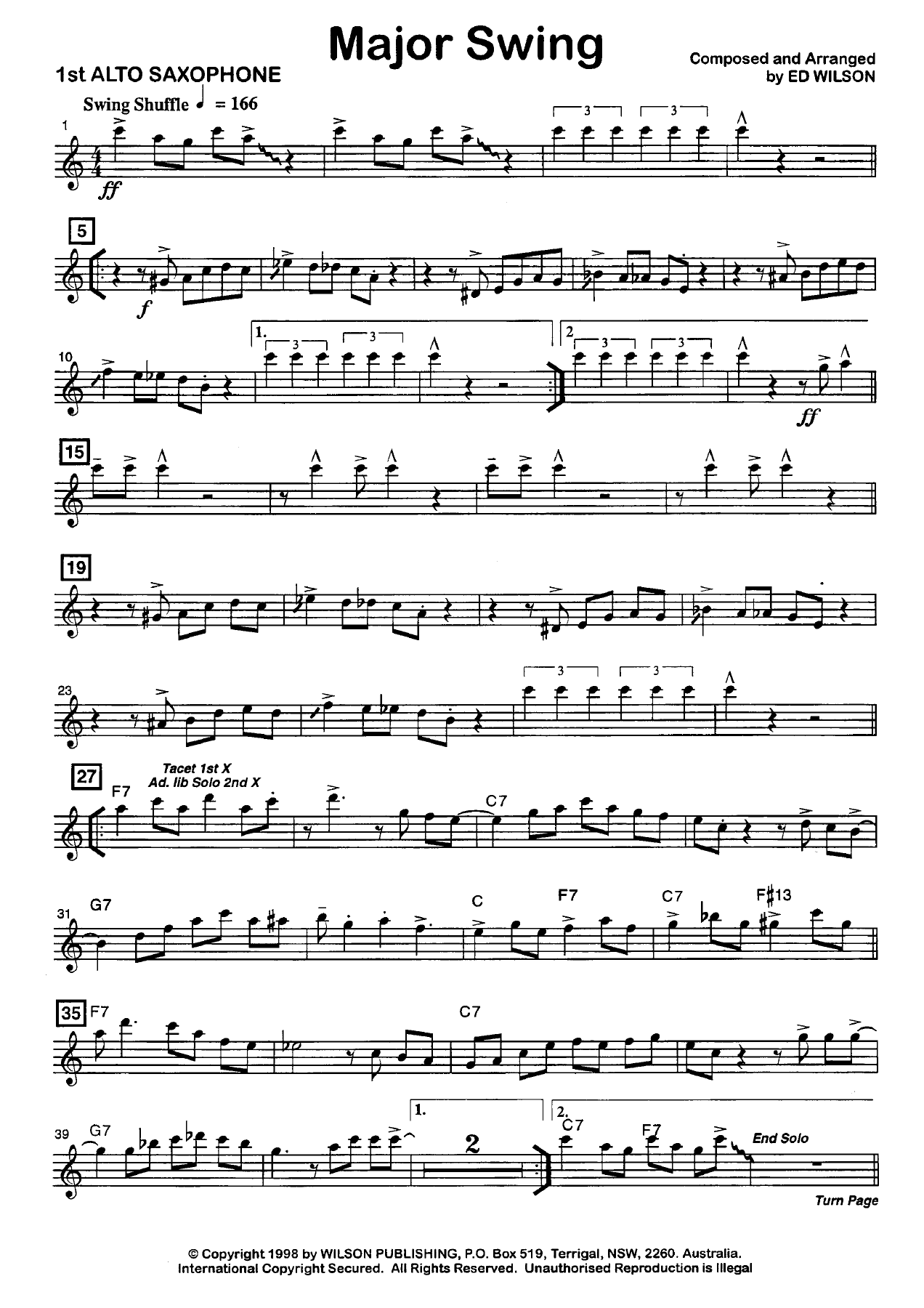 Major Swing — sheet music preview