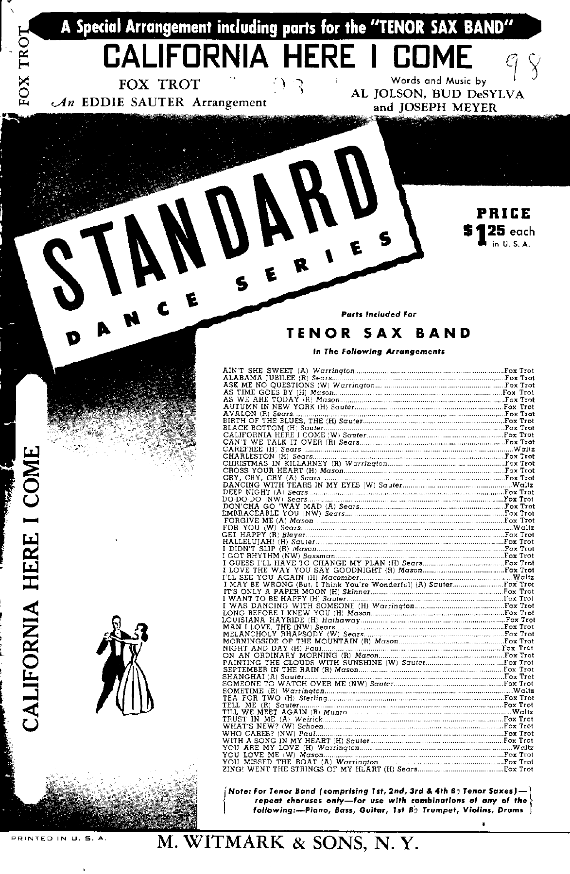 California Here I Come — sheet music preview