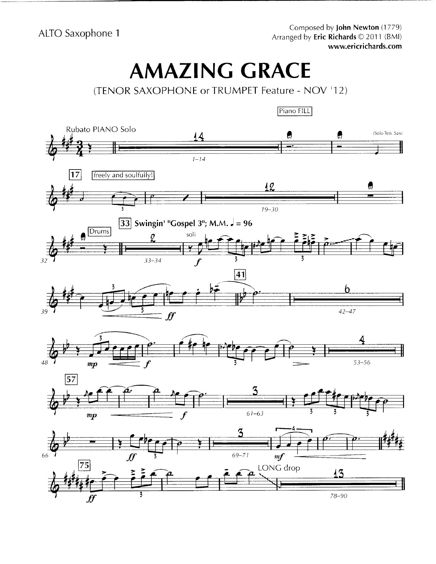 Amazing Grace — sheet music preview