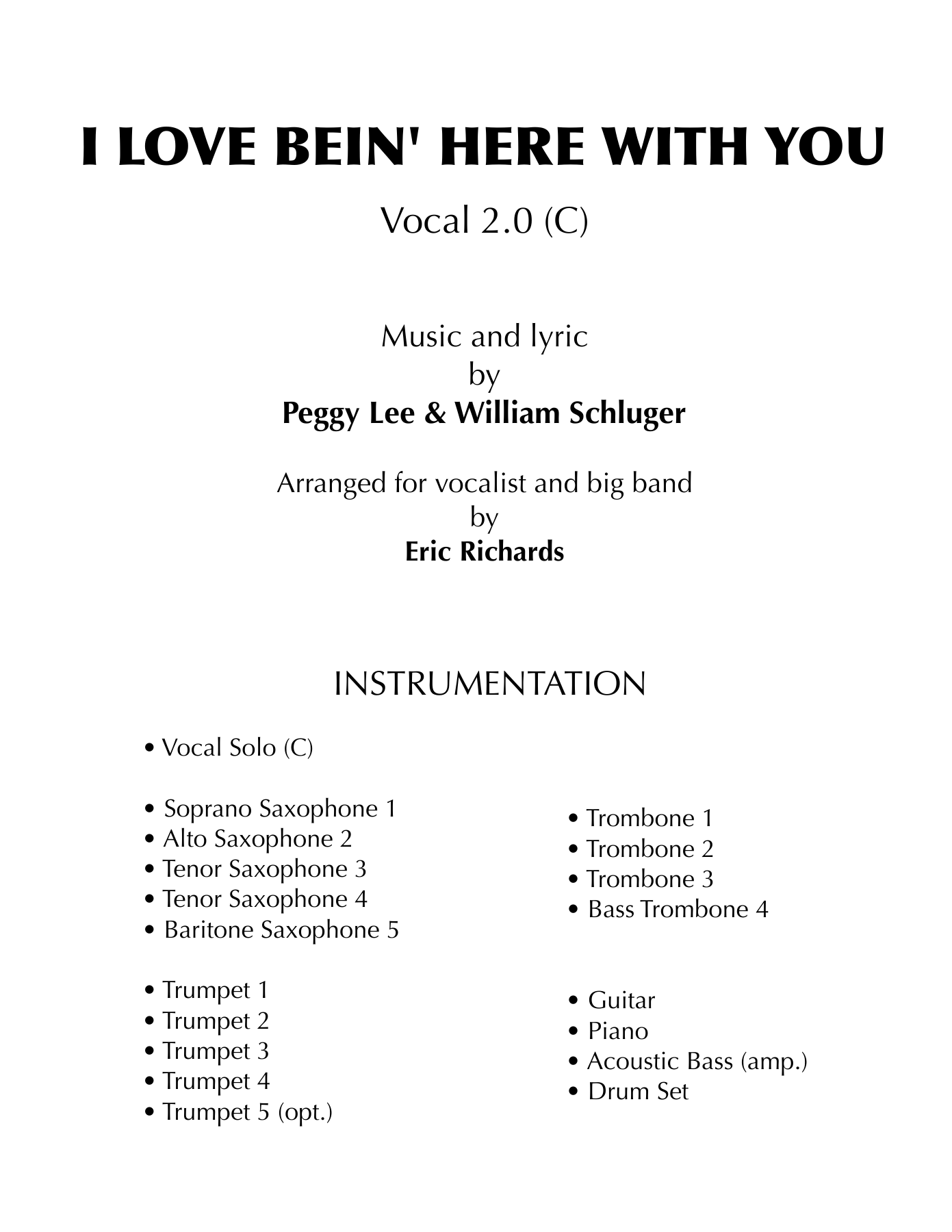 I Love Bein' Here With You (E.Richards) voc — sheet music preview