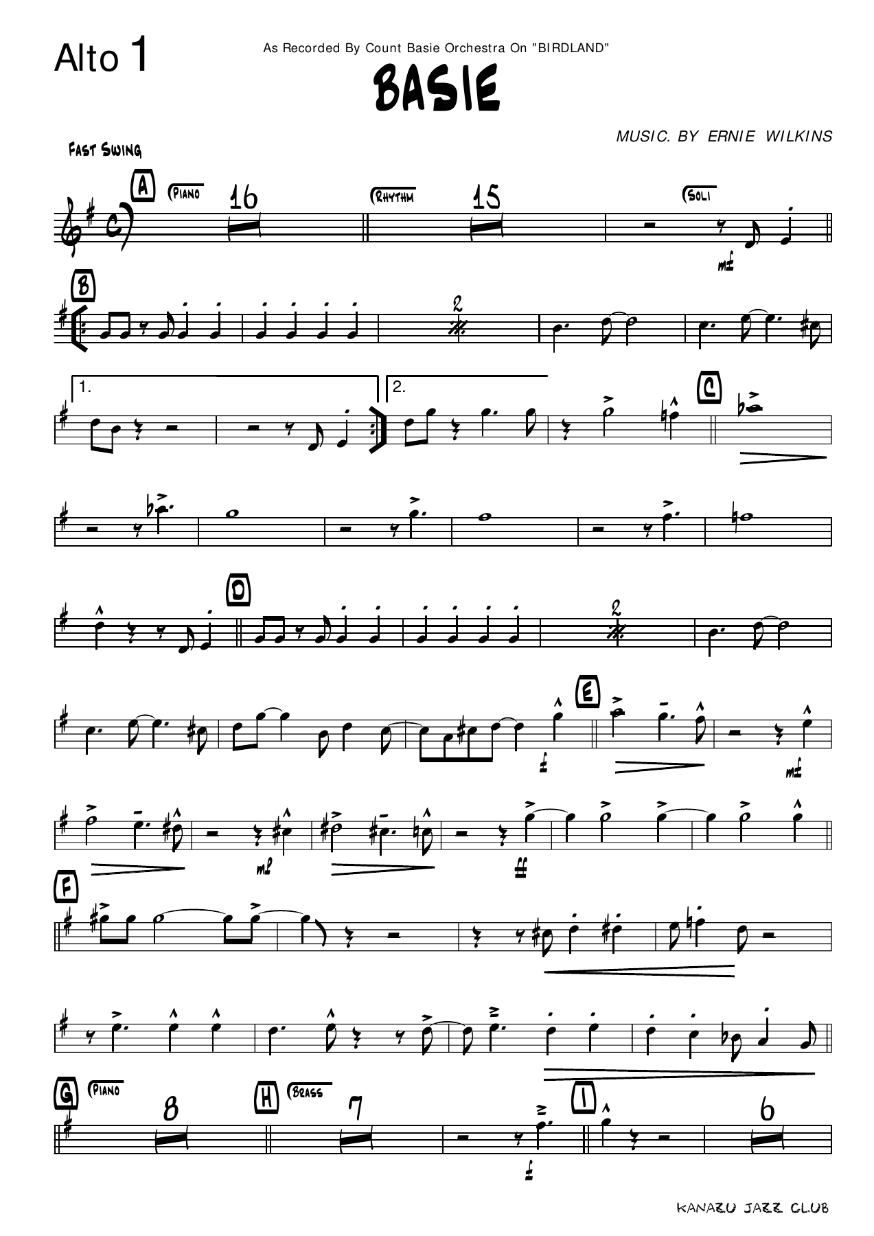 Basie — sheet music preview