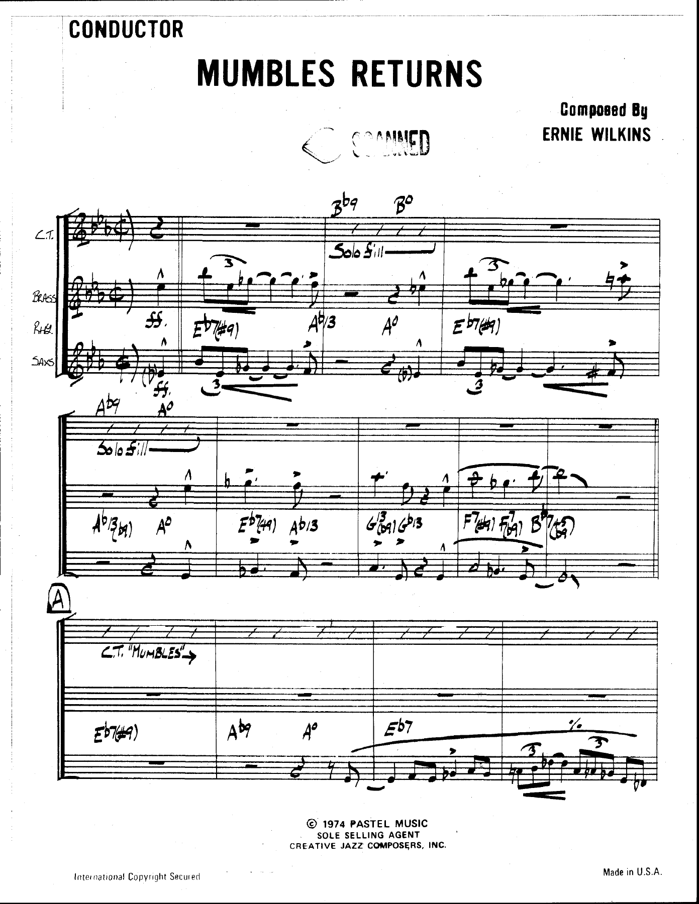 Mumbles Returns (E.Wilkins) C.Terry — sheet music preview