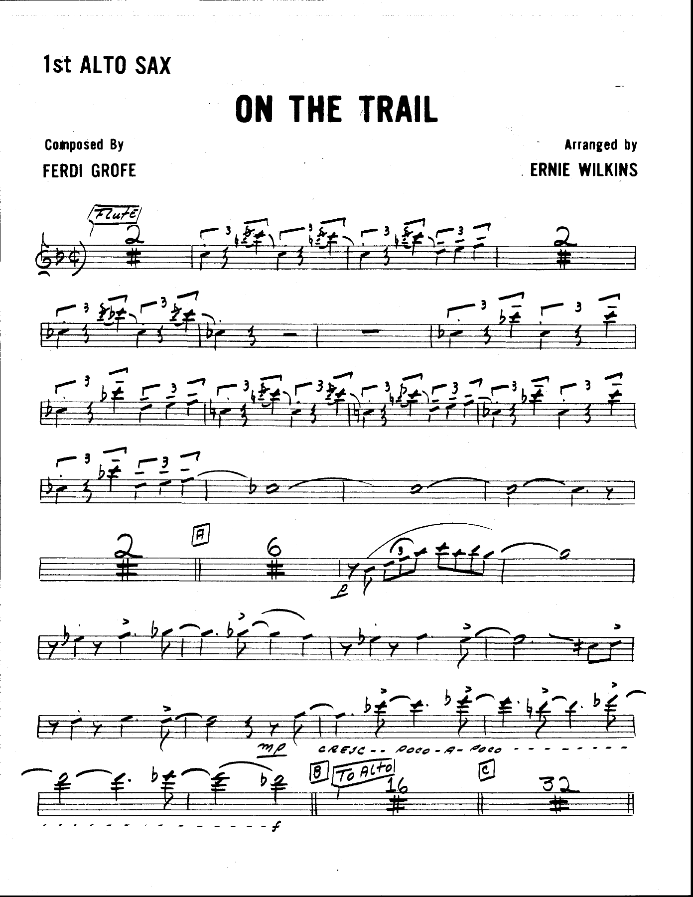 On The Trail — sheet music preview