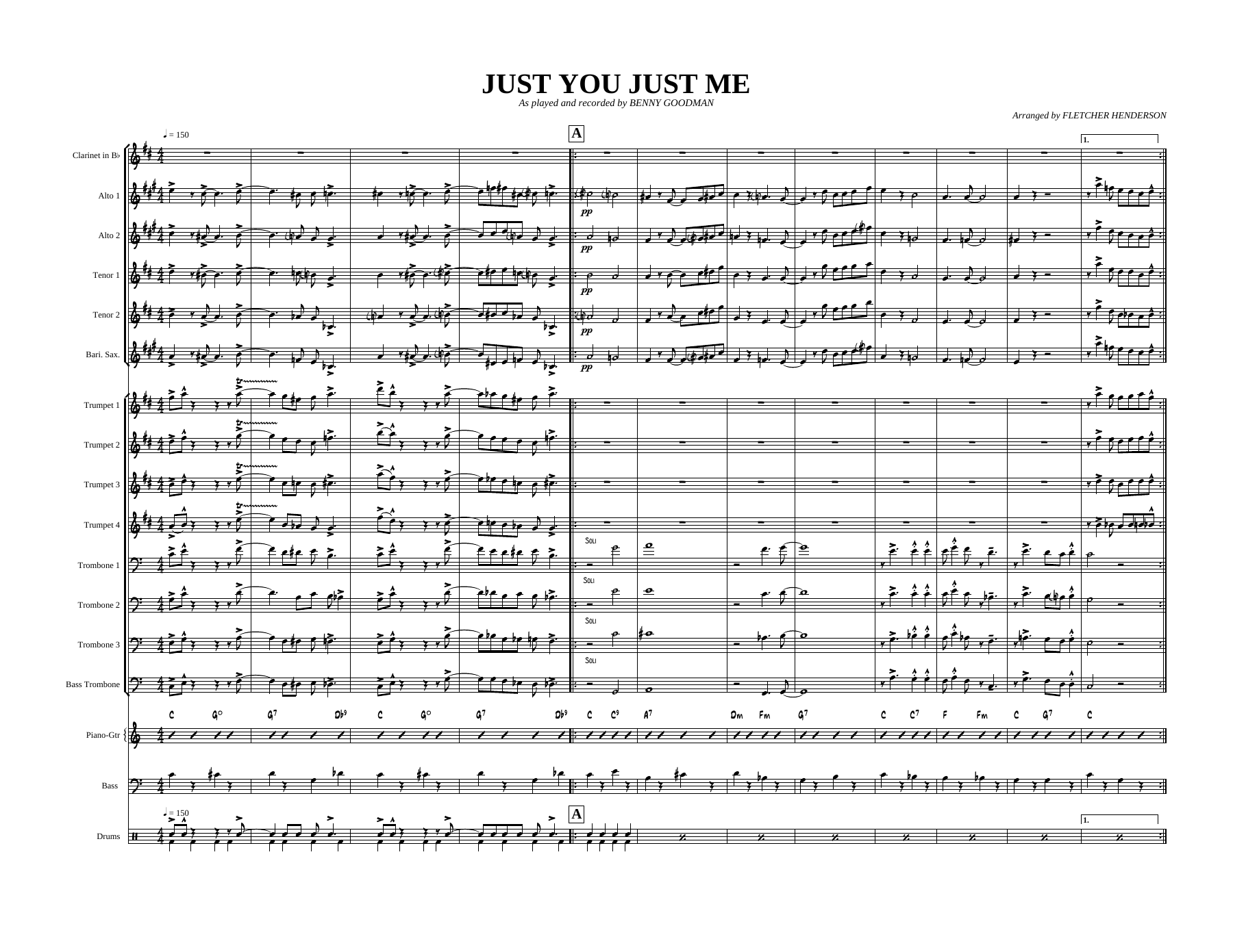 Just You Just Me (F.Henderson) B.Goodman MP3 — sheet music preview