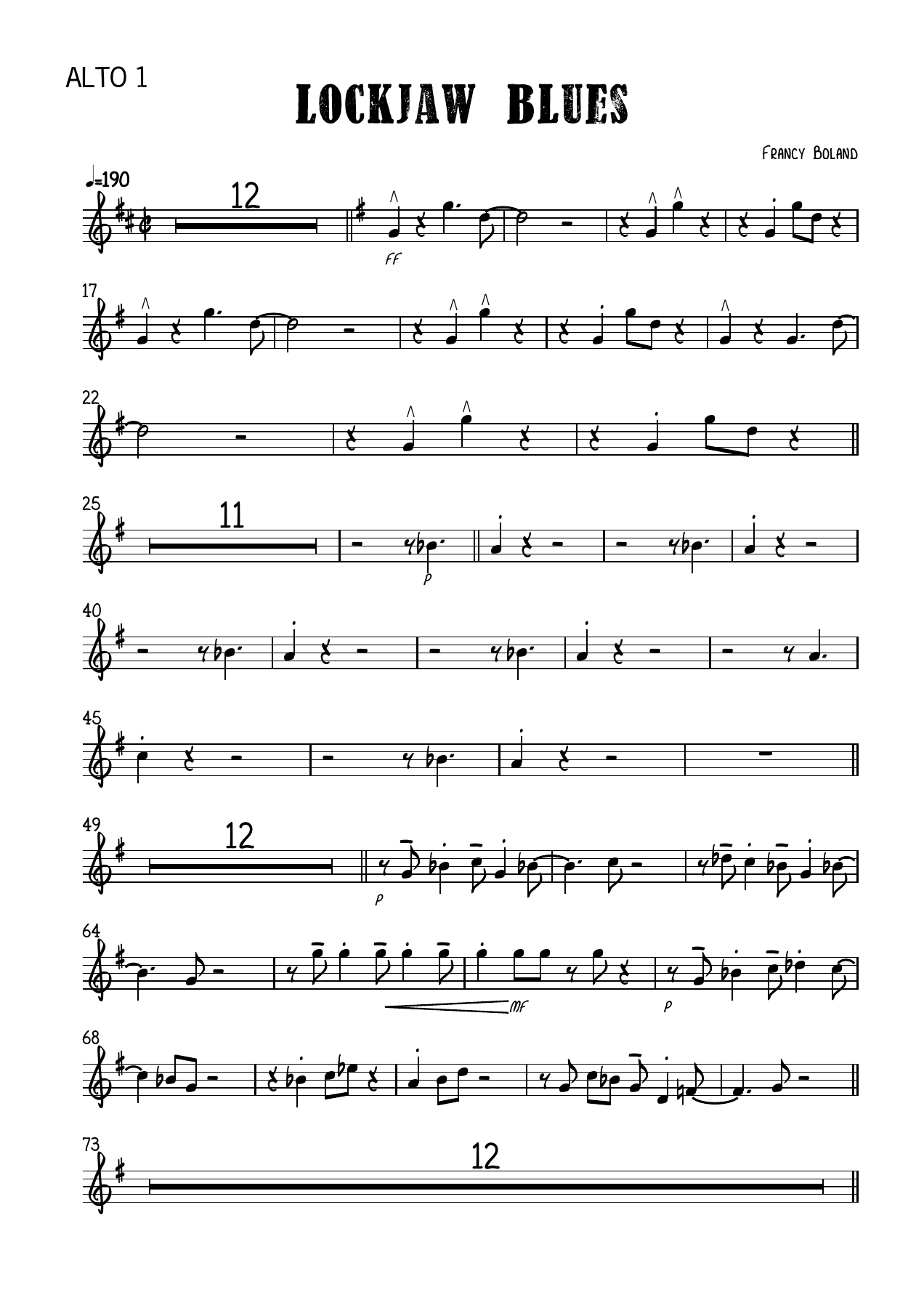 Lockjaw Blues — sheet music preview