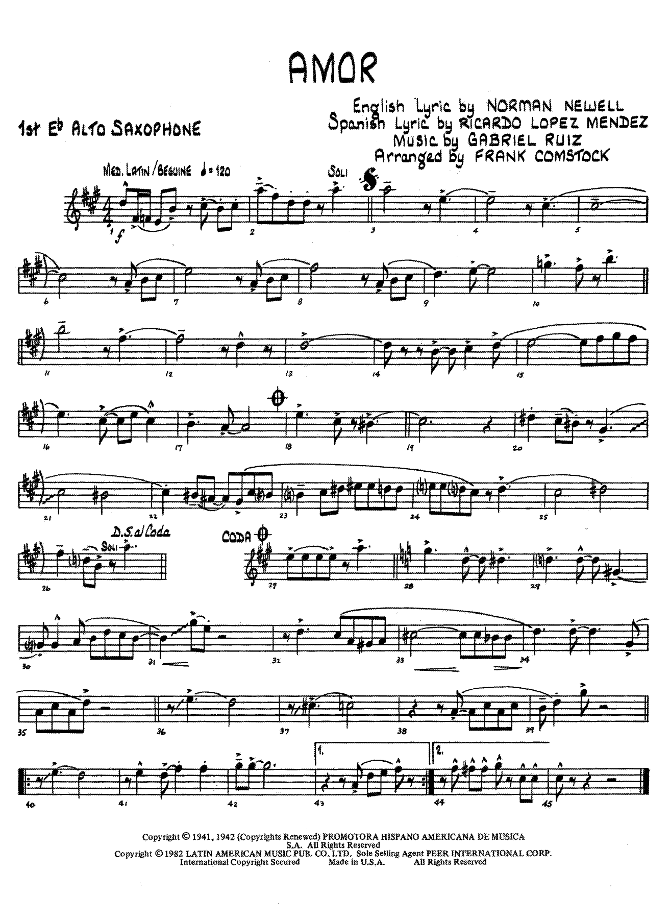 Amor — sheet music preview