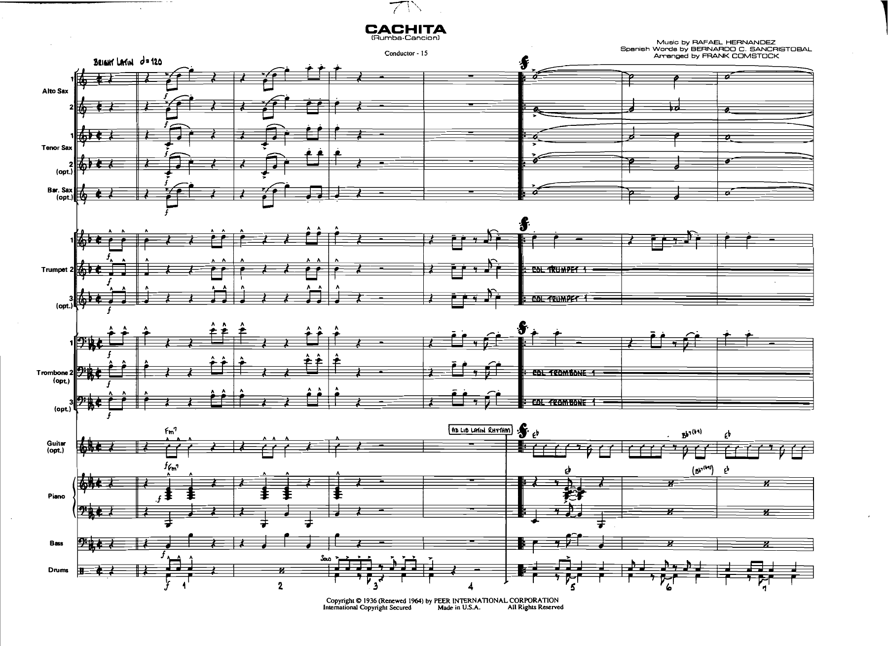 Cachita — sheet music preview