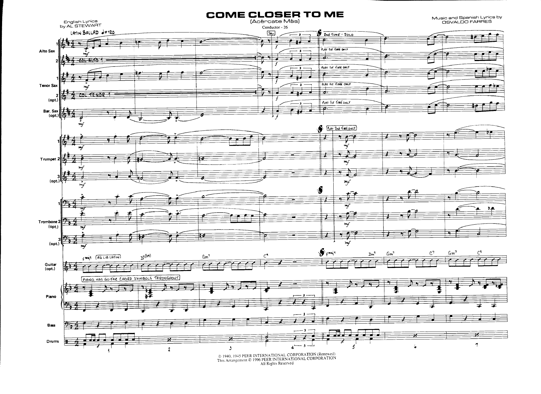 Come Closer To Me — sheet music preview