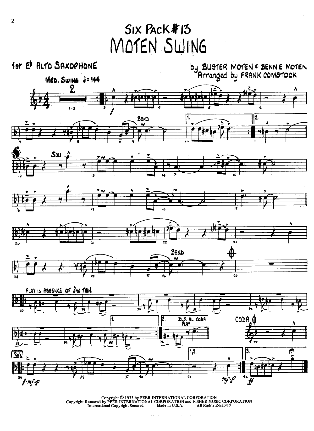 Moten Swing — sheet music preview