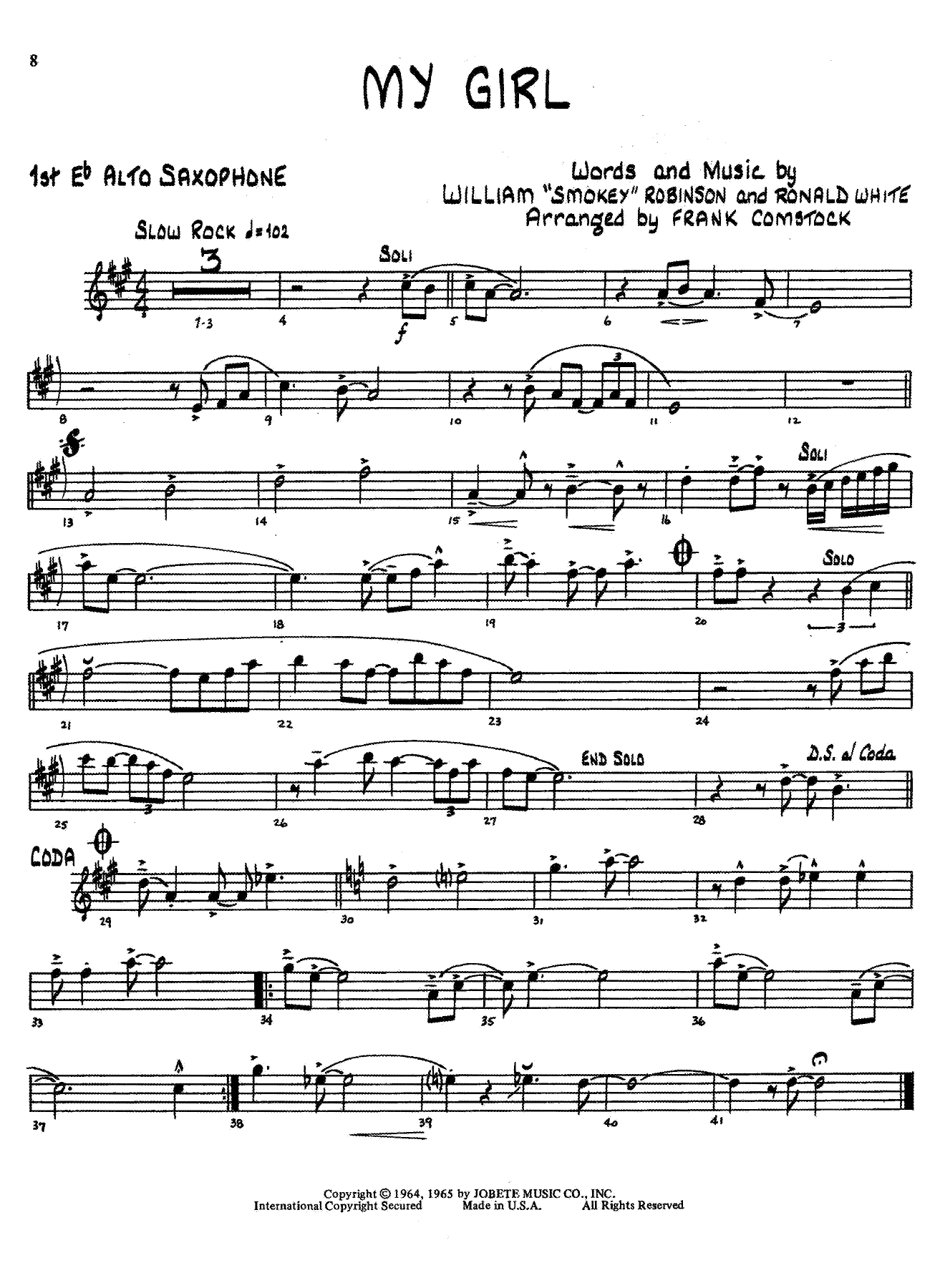 My Girl — sheet music preview