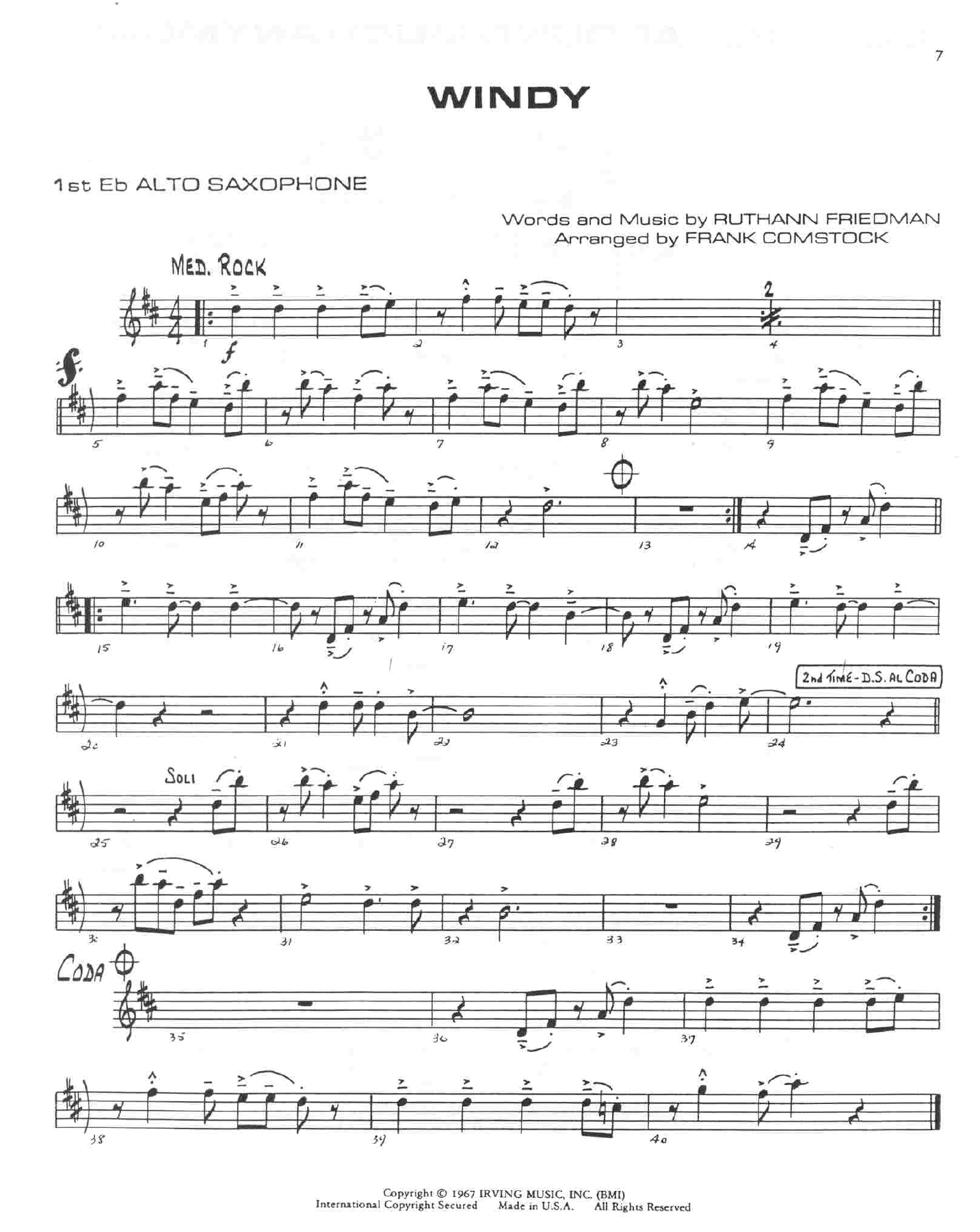 Windy — sheet music preview