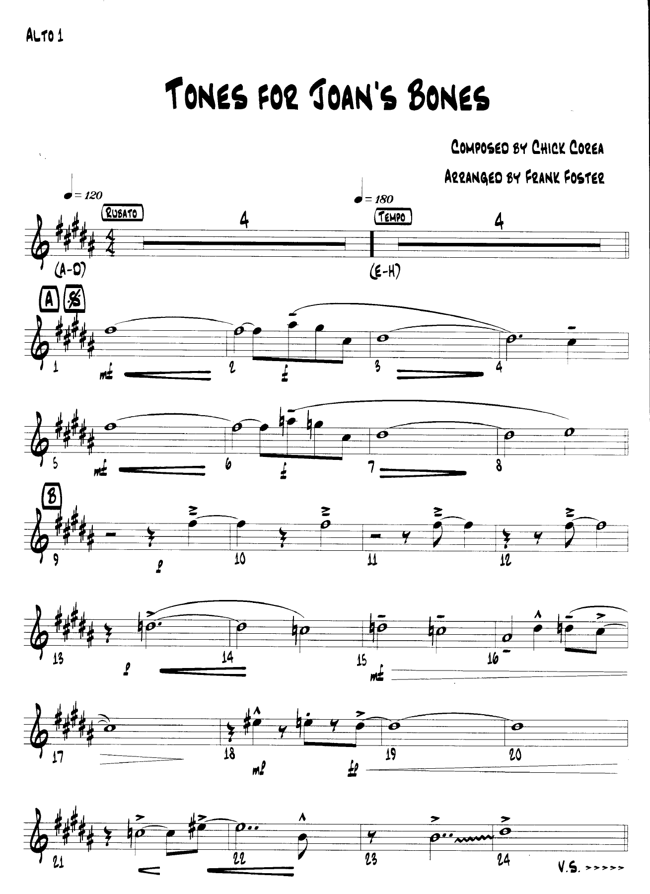 Tones For Joan's Bones (F.Foster) C.Corea — sheet music preview