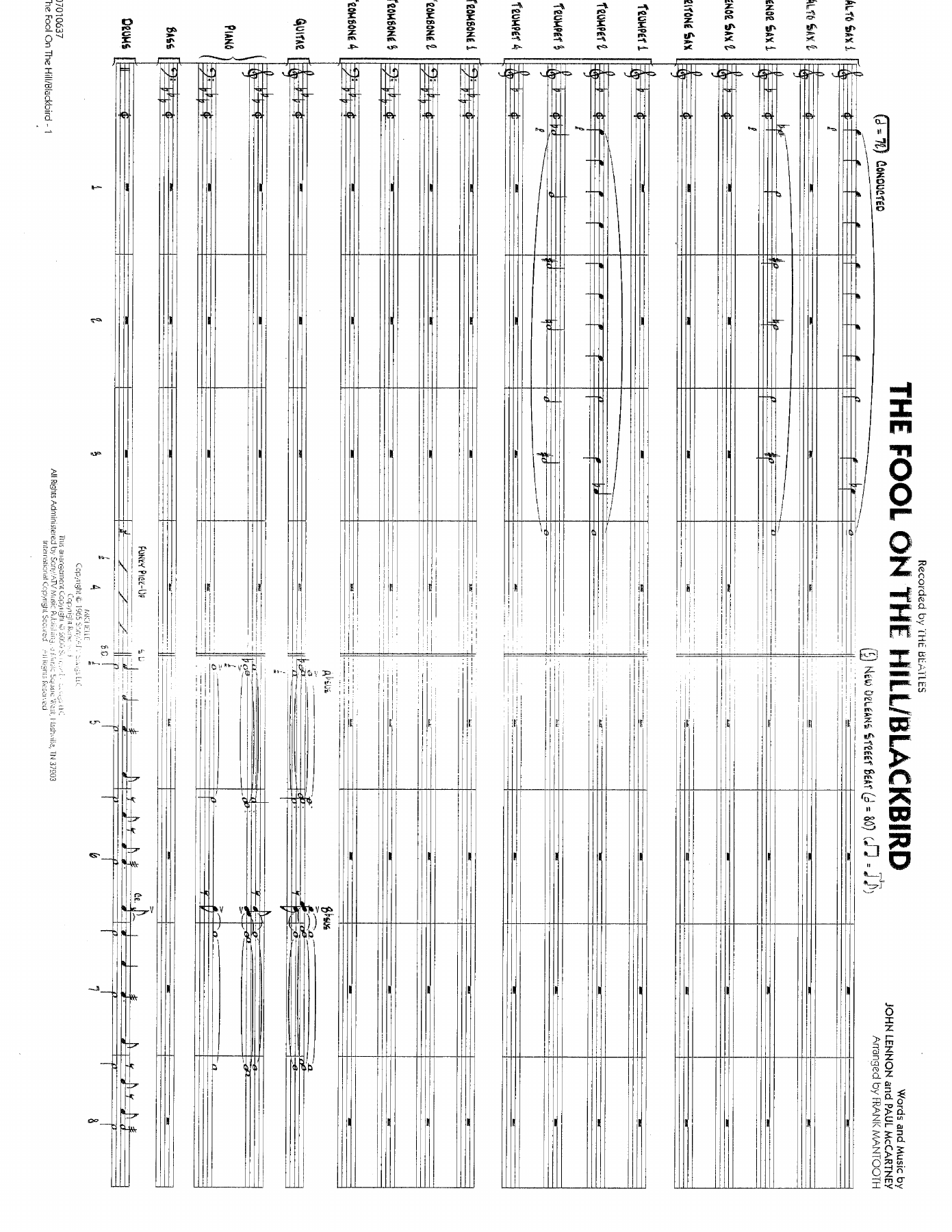 The Fool On The Hill-Blackbird — Big Band sheet music by F.Mantooth | Jazz Standard