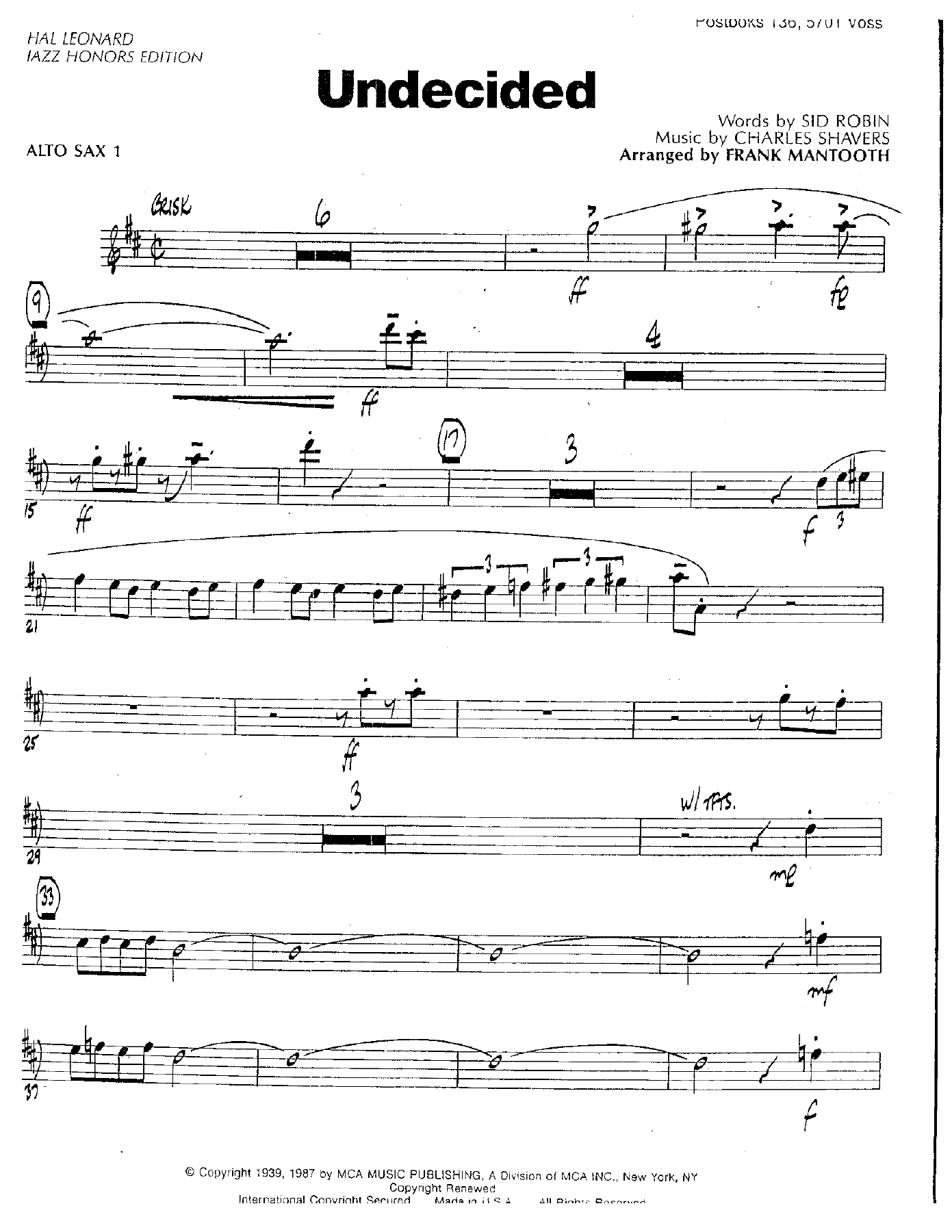Undecided — sheet music preview