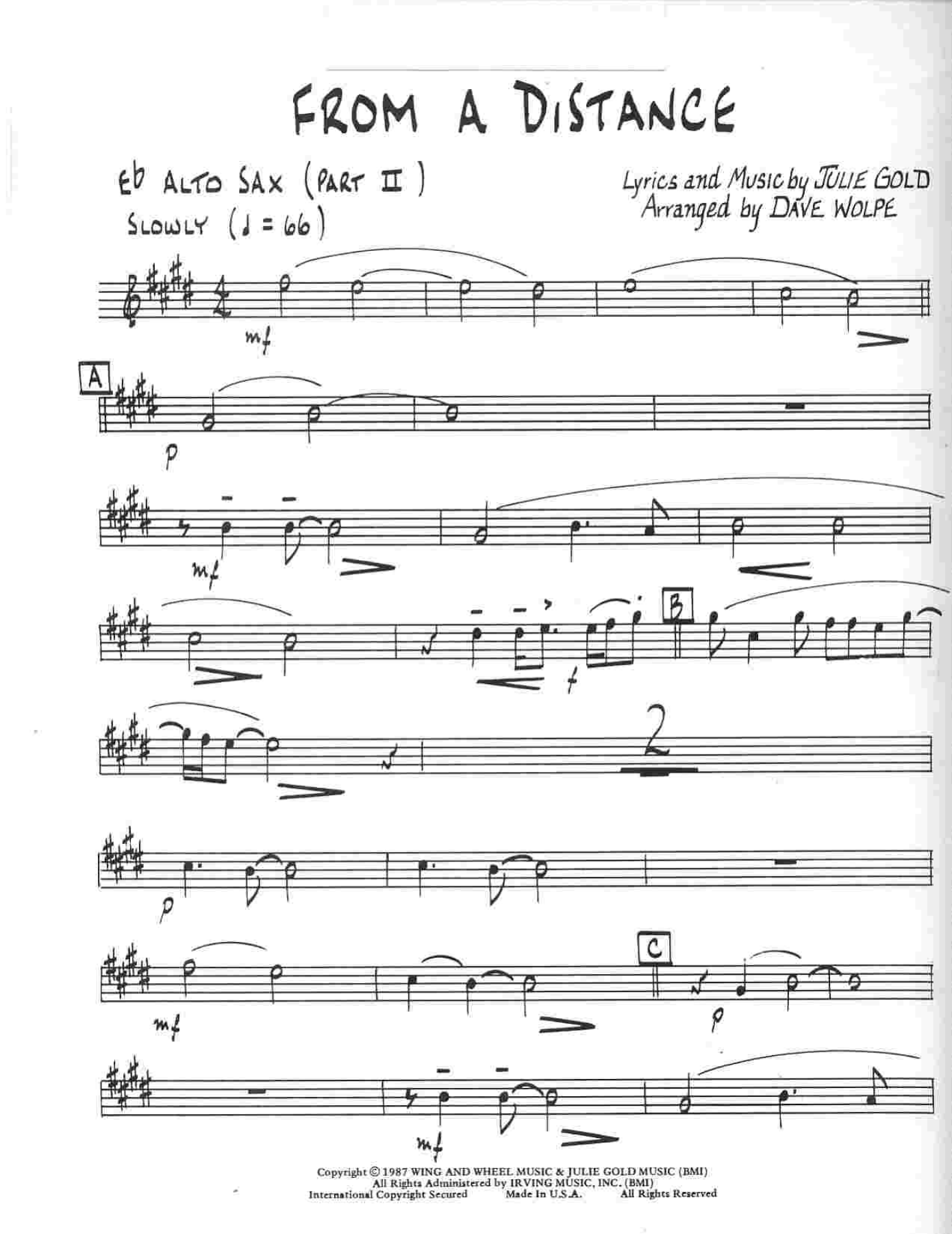 From A Distance — sheet music preview
