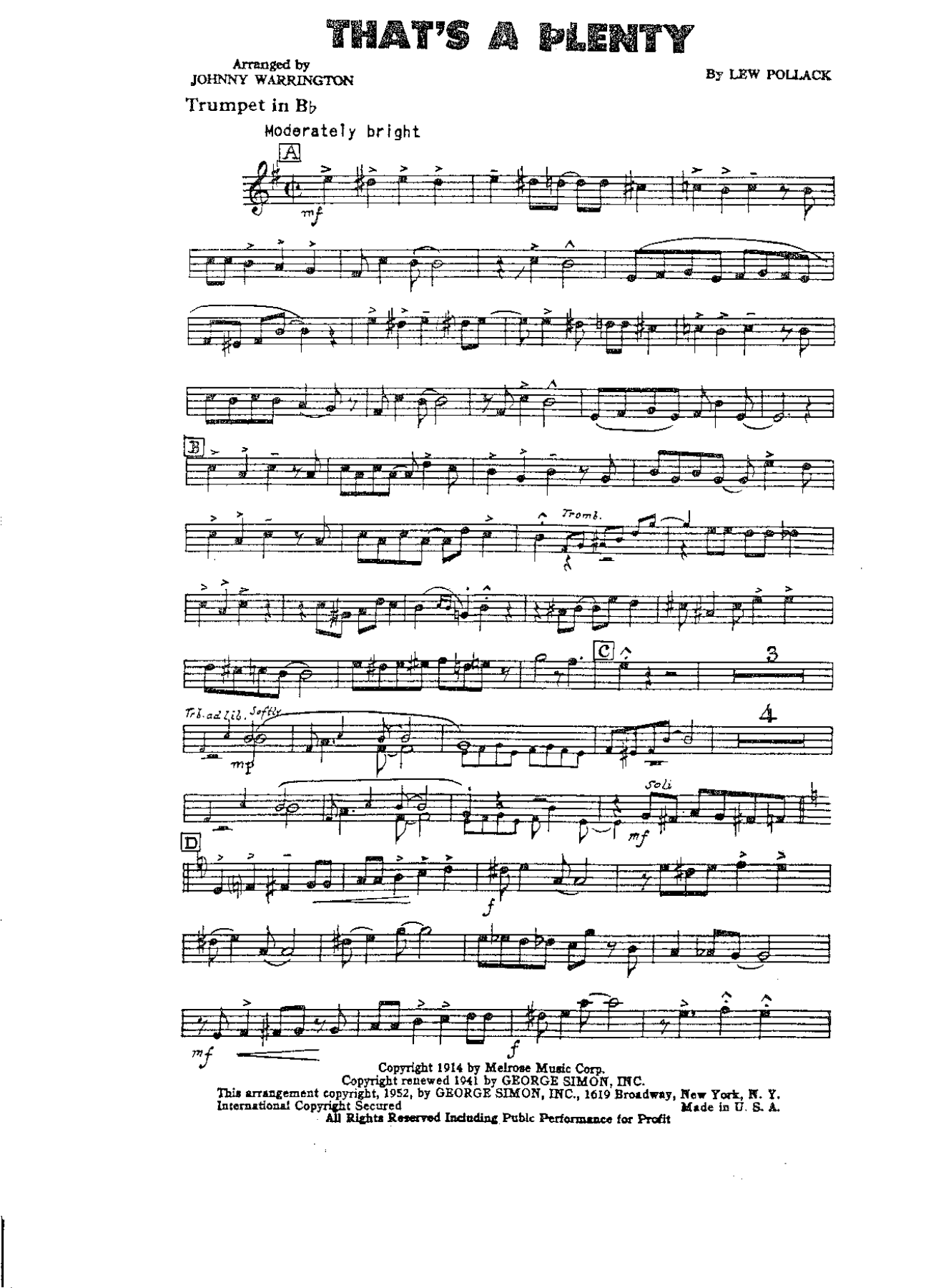 That's A Plenty — Dixieland sheet music by J.Warrington | Dixieland