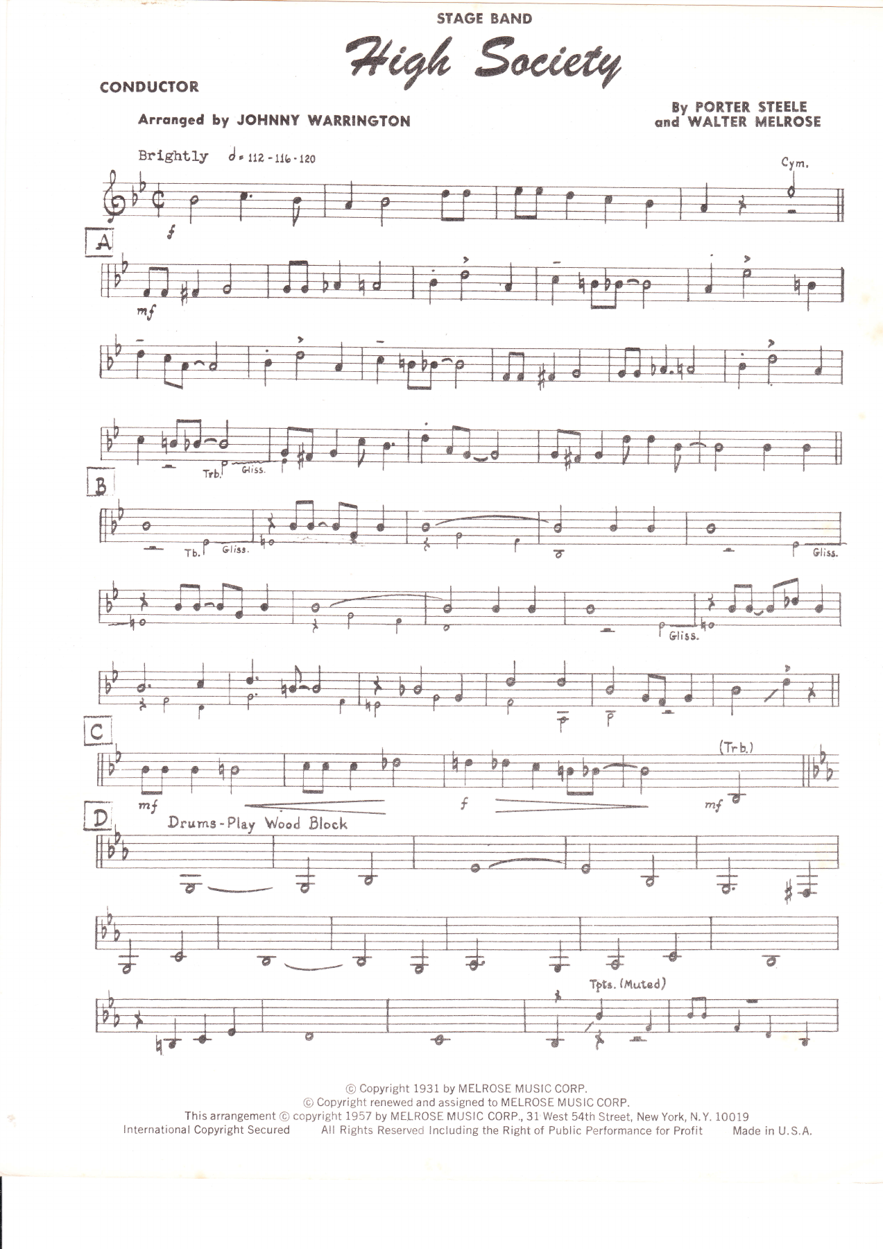 High Society (J.Warrington) Dixie — sheet music preview