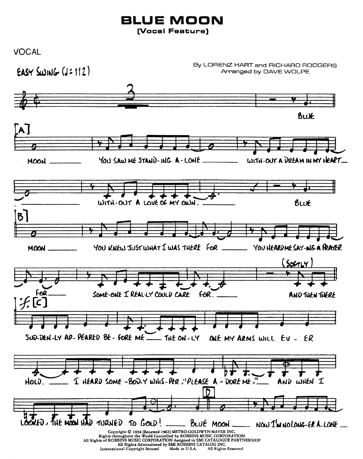 Blue Moon (D.Wolpe) MP3 Vocal — sheet music preview