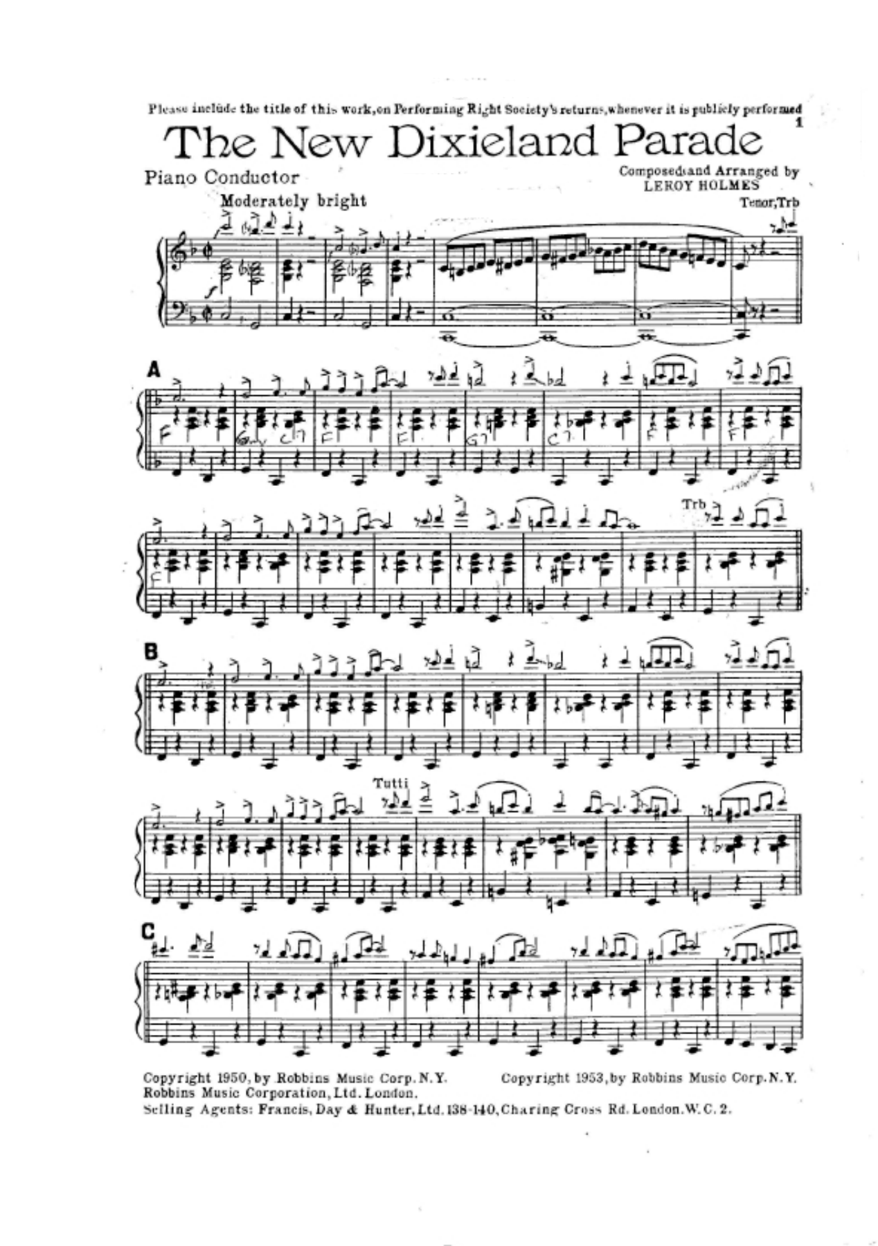 The New Dixieland — sheet music preview