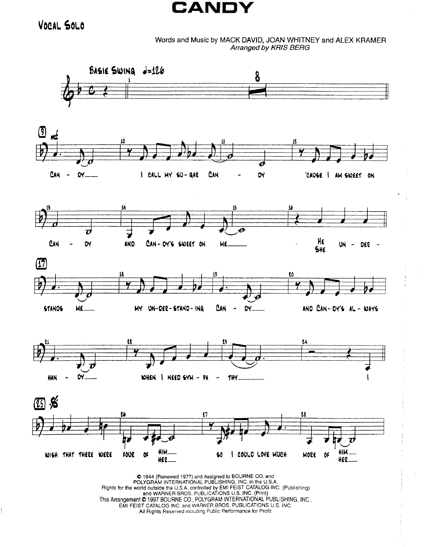 Candy (K.Berg)-Vocal in F — sheet music preview
