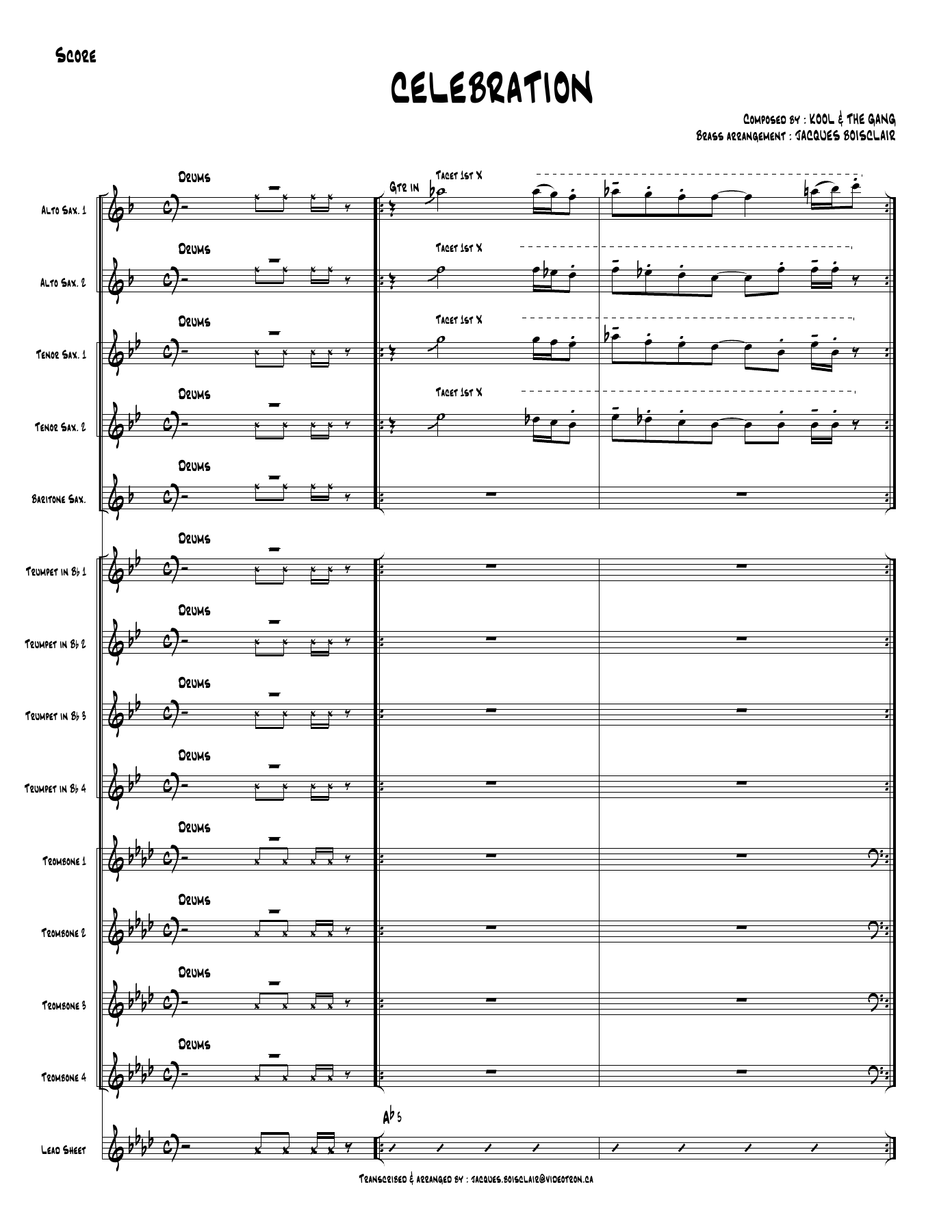 Celebration (Jacques Boisclair) — sheet music preview