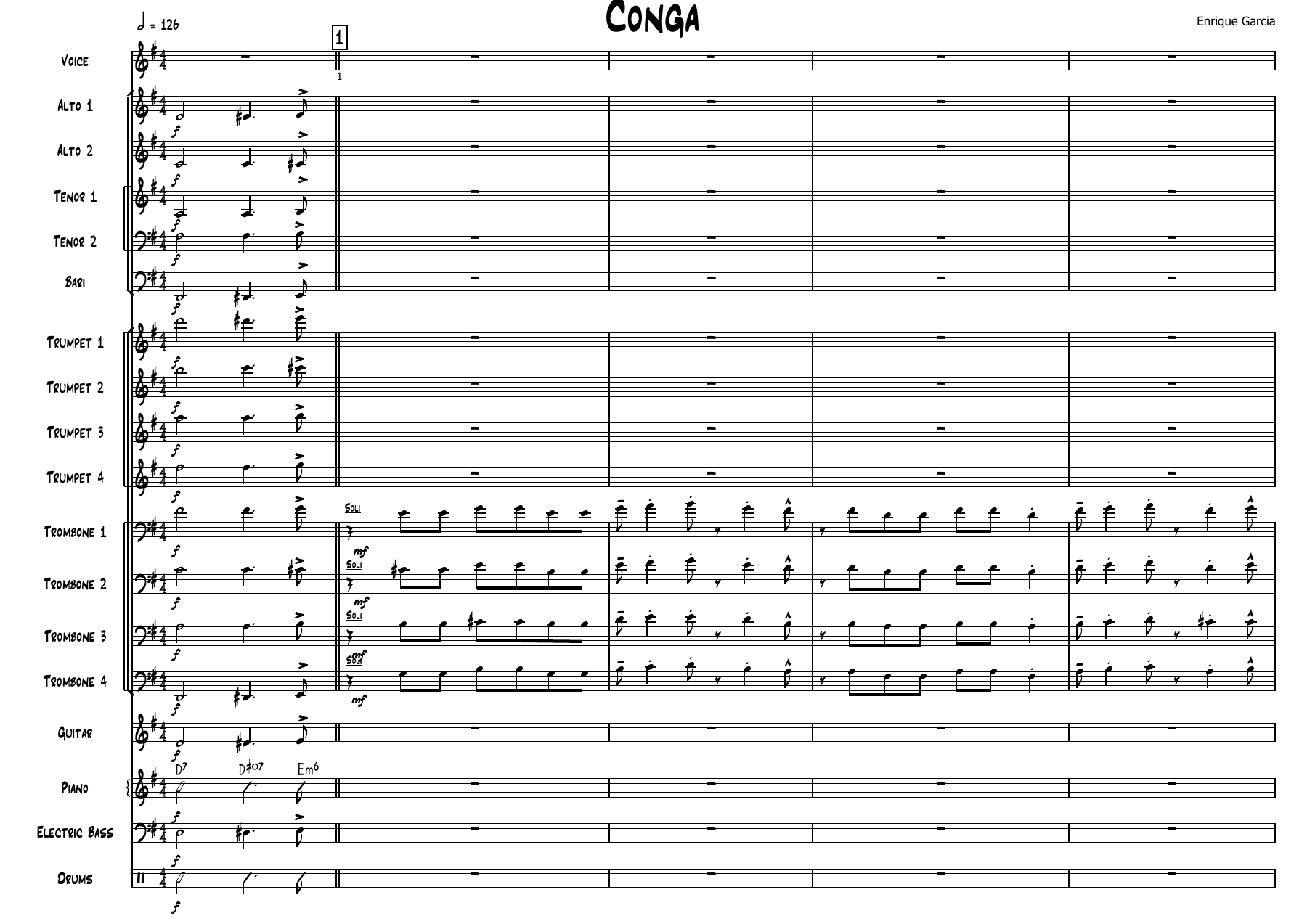 Conga (Miami Sound Machine) Enrique Garcia — sheet music preview