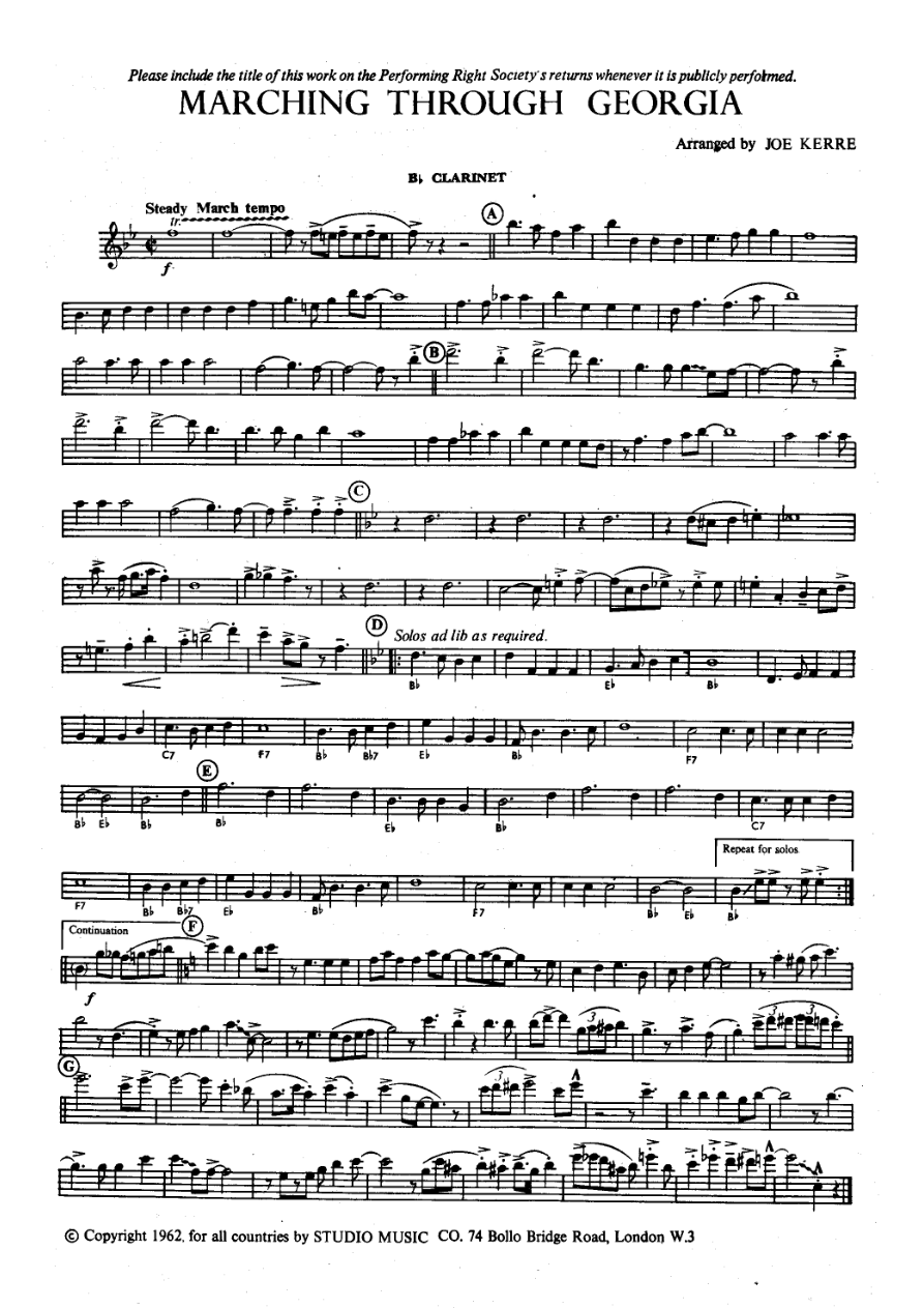 Marching Through Georgia — sheet music preview