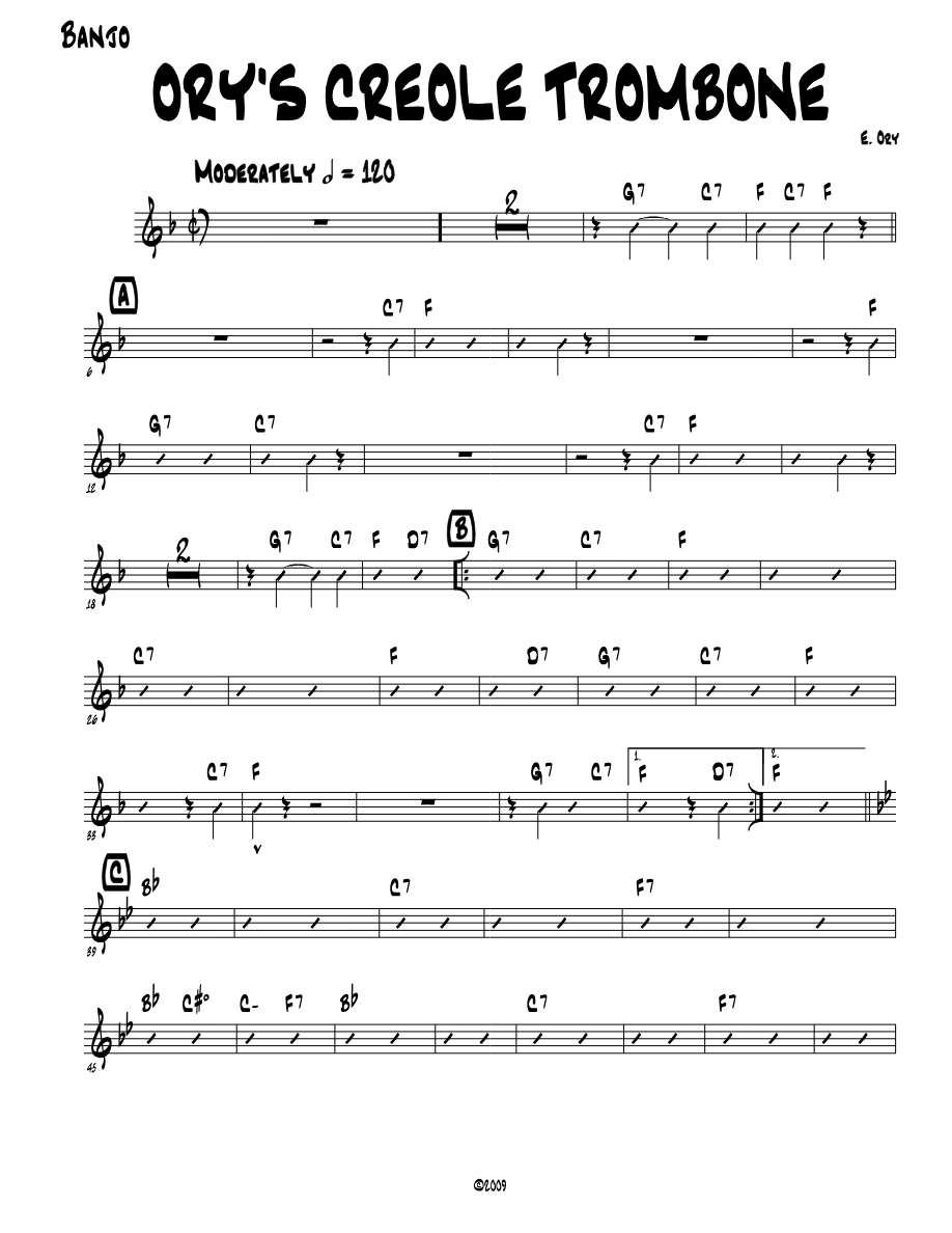 Ory's Creole Trombone Unknown — sheet music preview