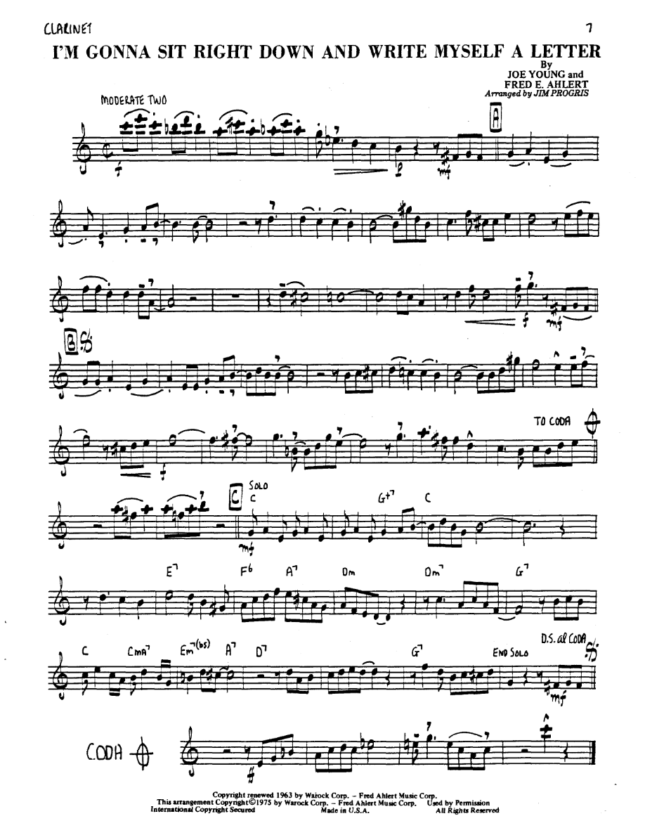 I'm Gonna Sit Right Down And Write Myself A Letter — sheet music preview