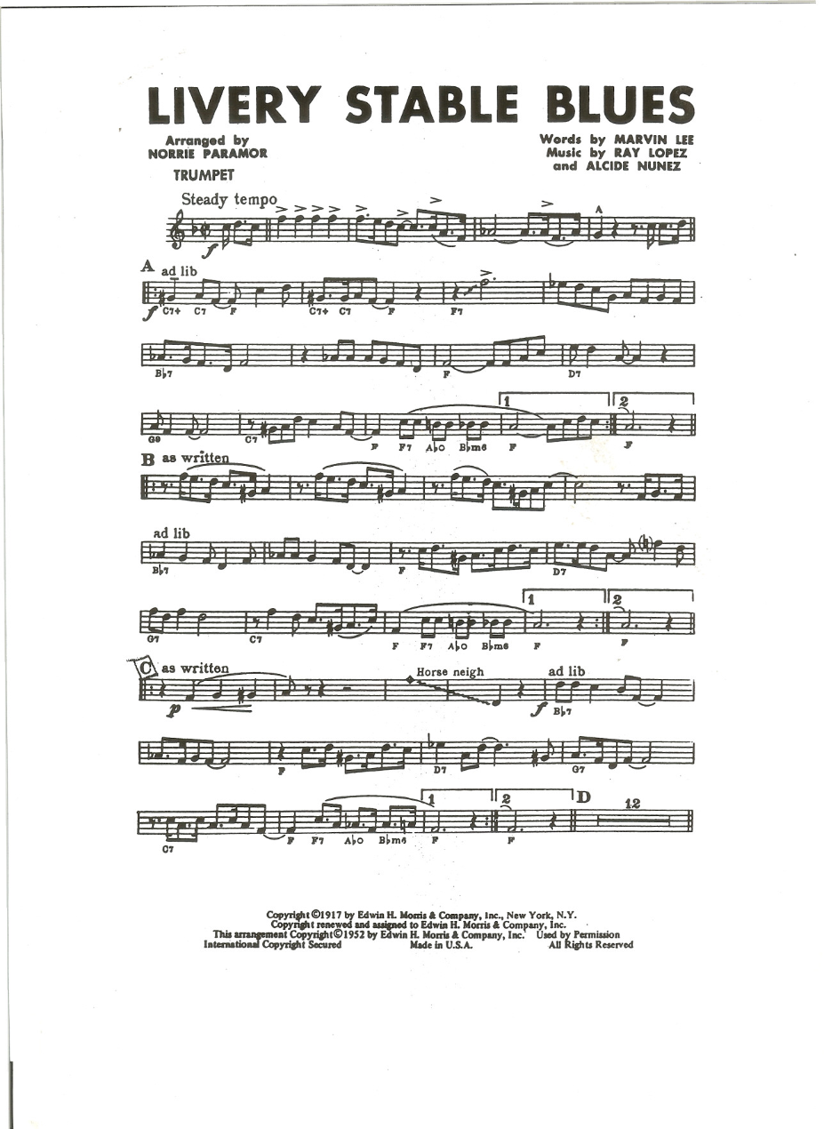 Livery Stable Blues — sheet music preview
