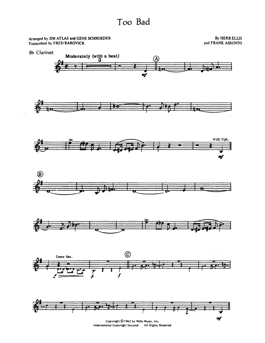 Too Bad — sheet music preview