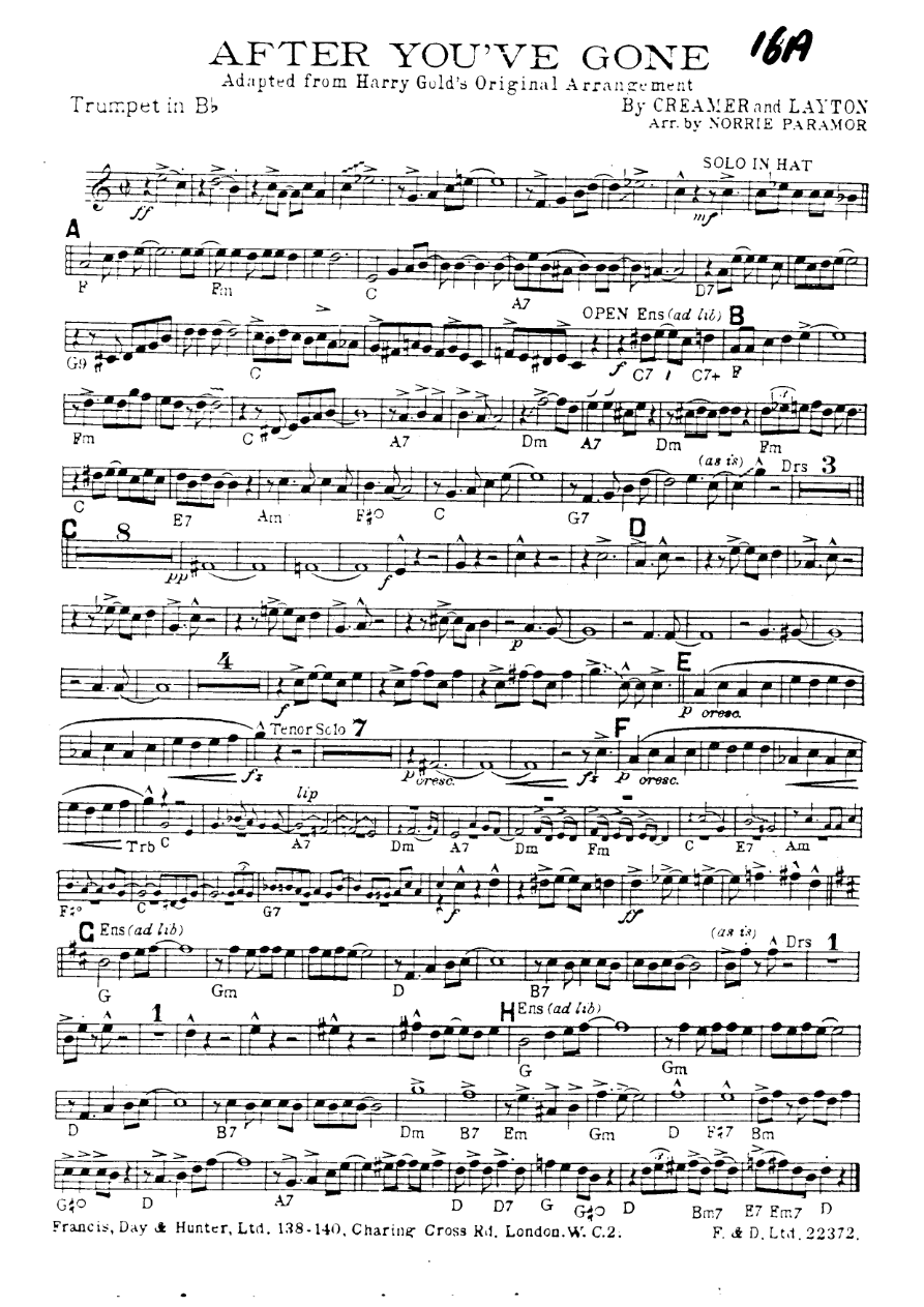After You've Gone — sheet music preview