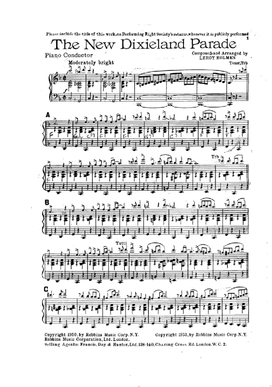 The New Dixieland — sheet music preview