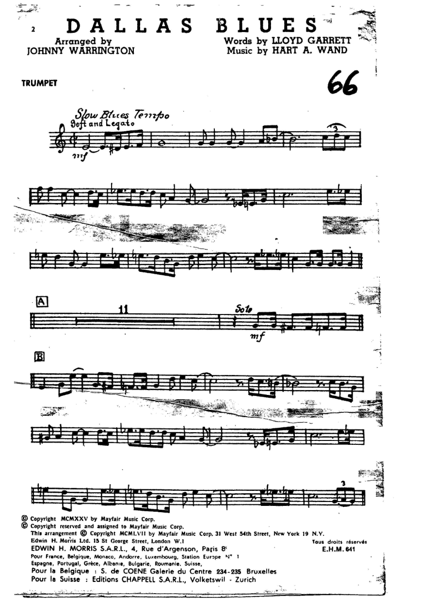 Dallas Blues — sheet music preview