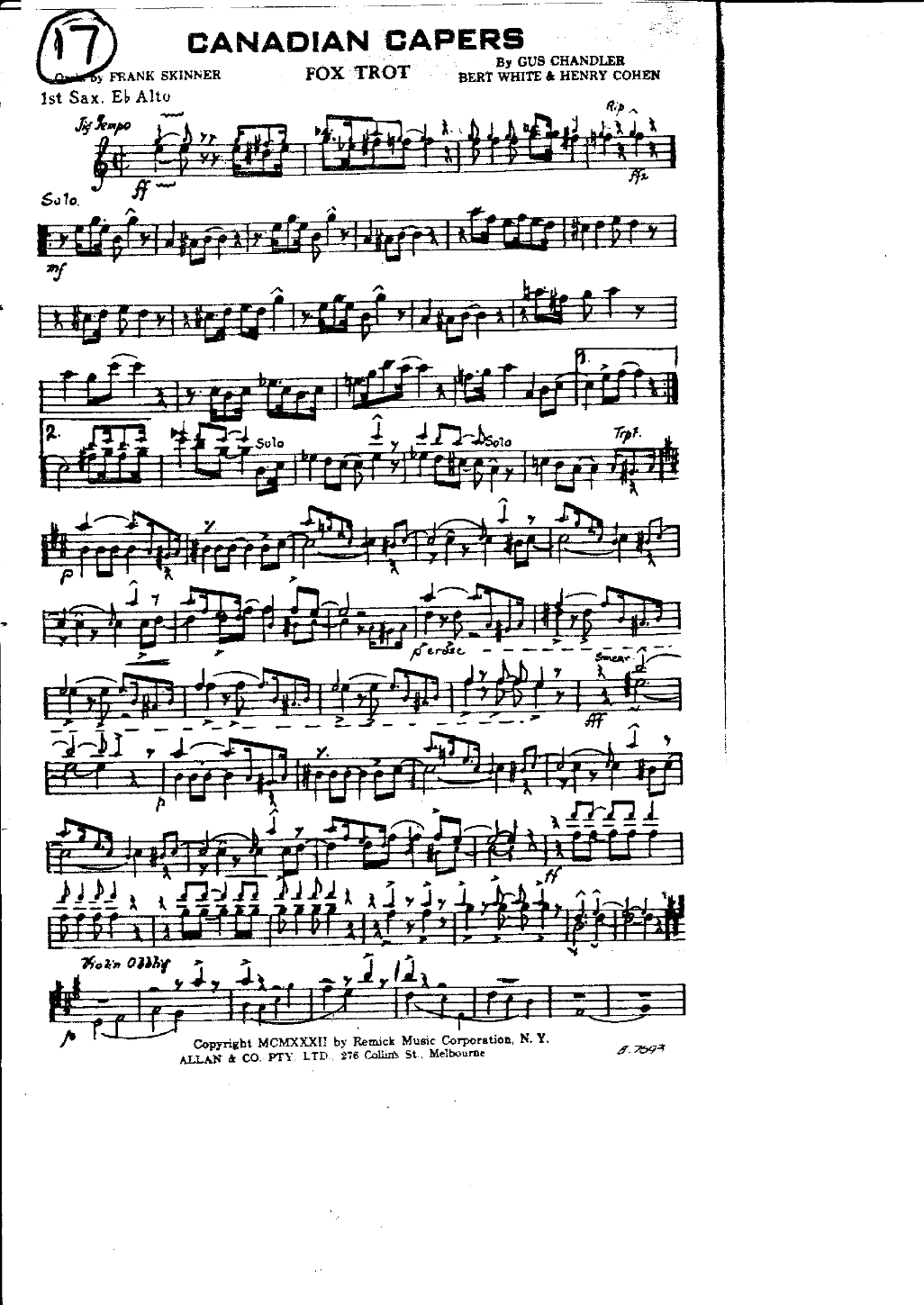 Canadian Capers — sheet music preview