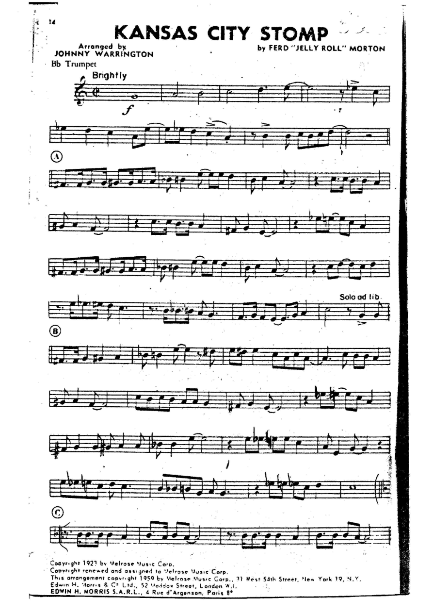 Kansas City Stomp — sheet music preview