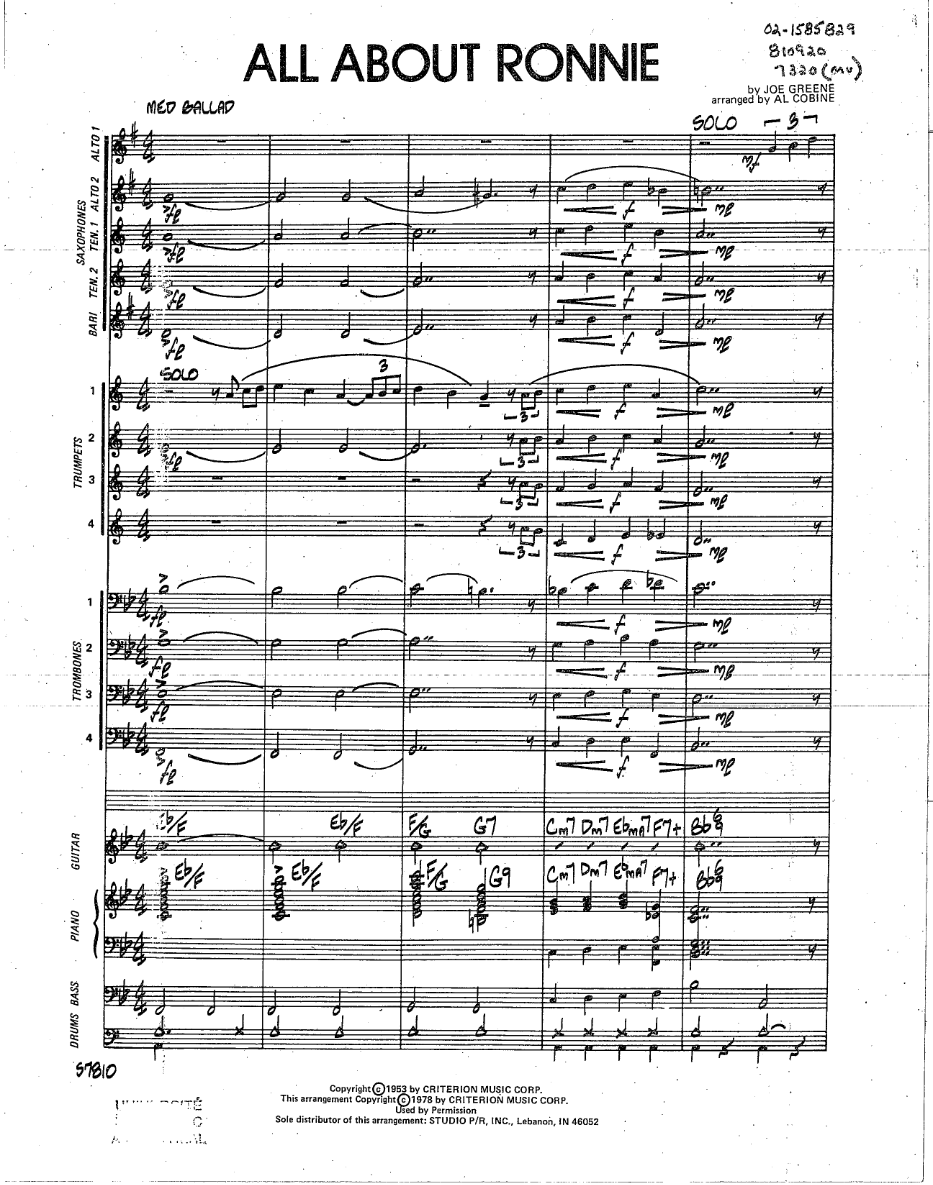 All About Ronnie — sheet music preview