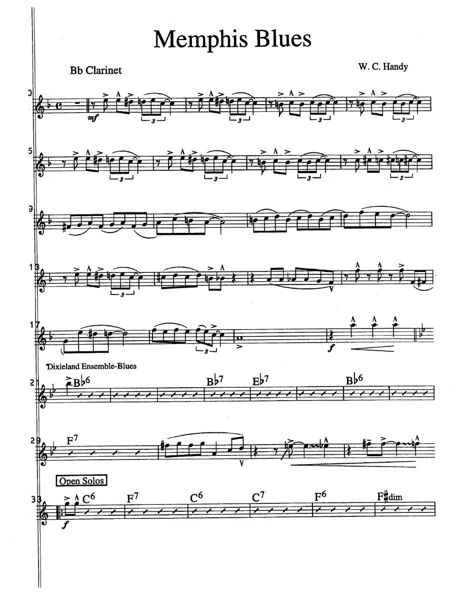 Memphis Blues — sheet music preview