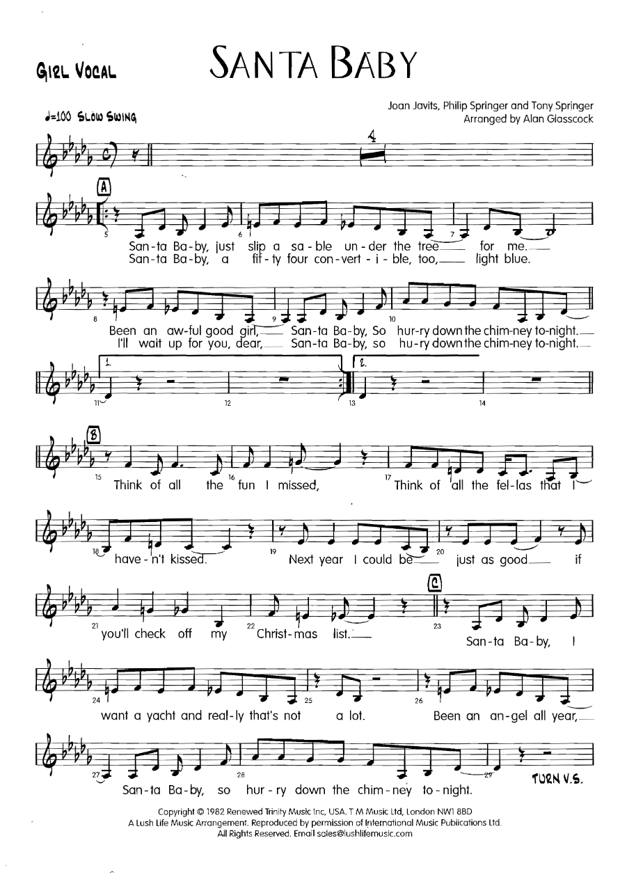 Santa Baby — sheet music preview