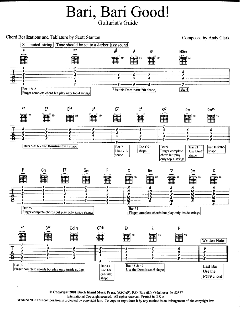 Bari Bari Good — sheet music preview