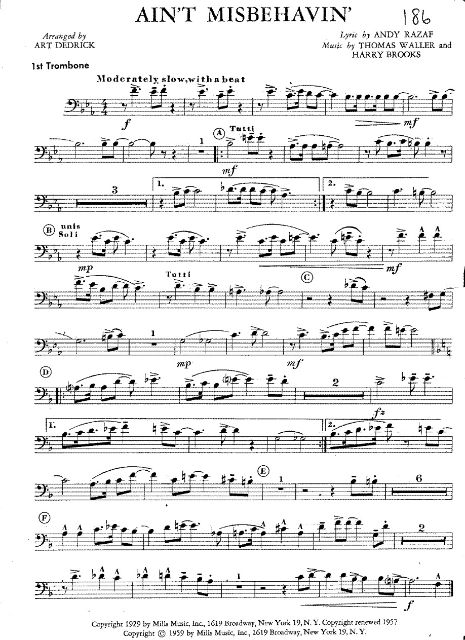 Ain't Misbehavin' — sheet music preview