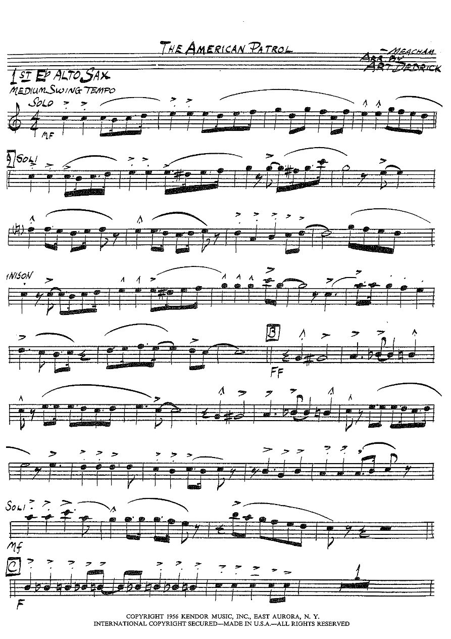 American Patrol — sheet music preview
