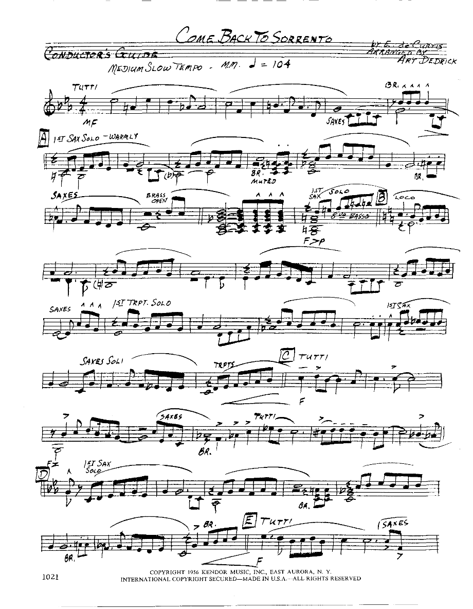 Come Back to Sorrento — sheet music preview