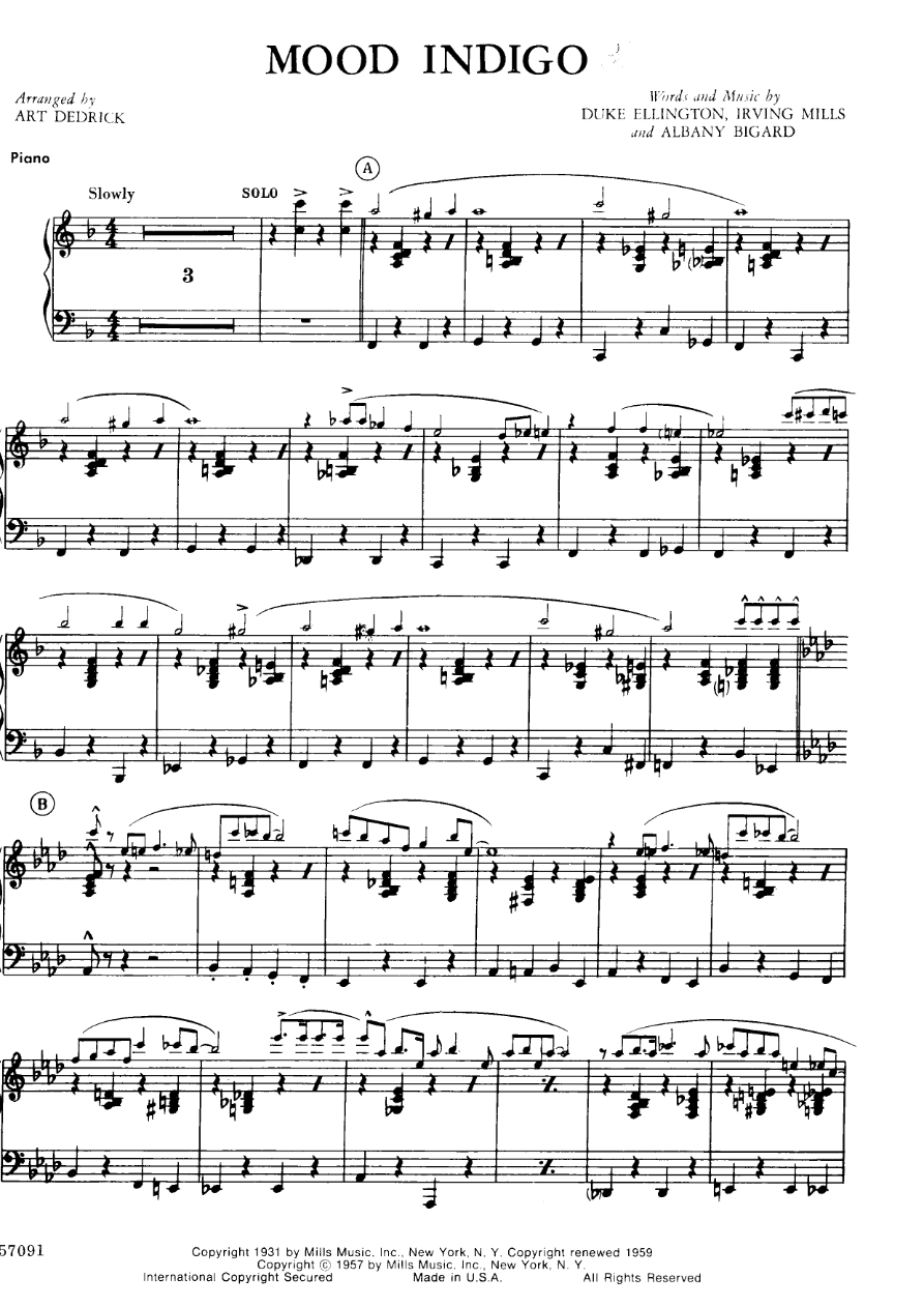 Mood Indigo — sheet music preview