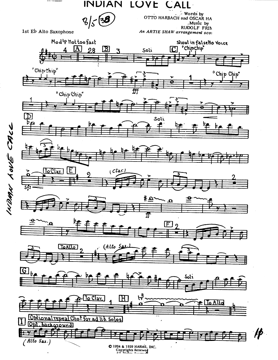 Indian Love Call (J.Gray) MP3 — sheet music preview