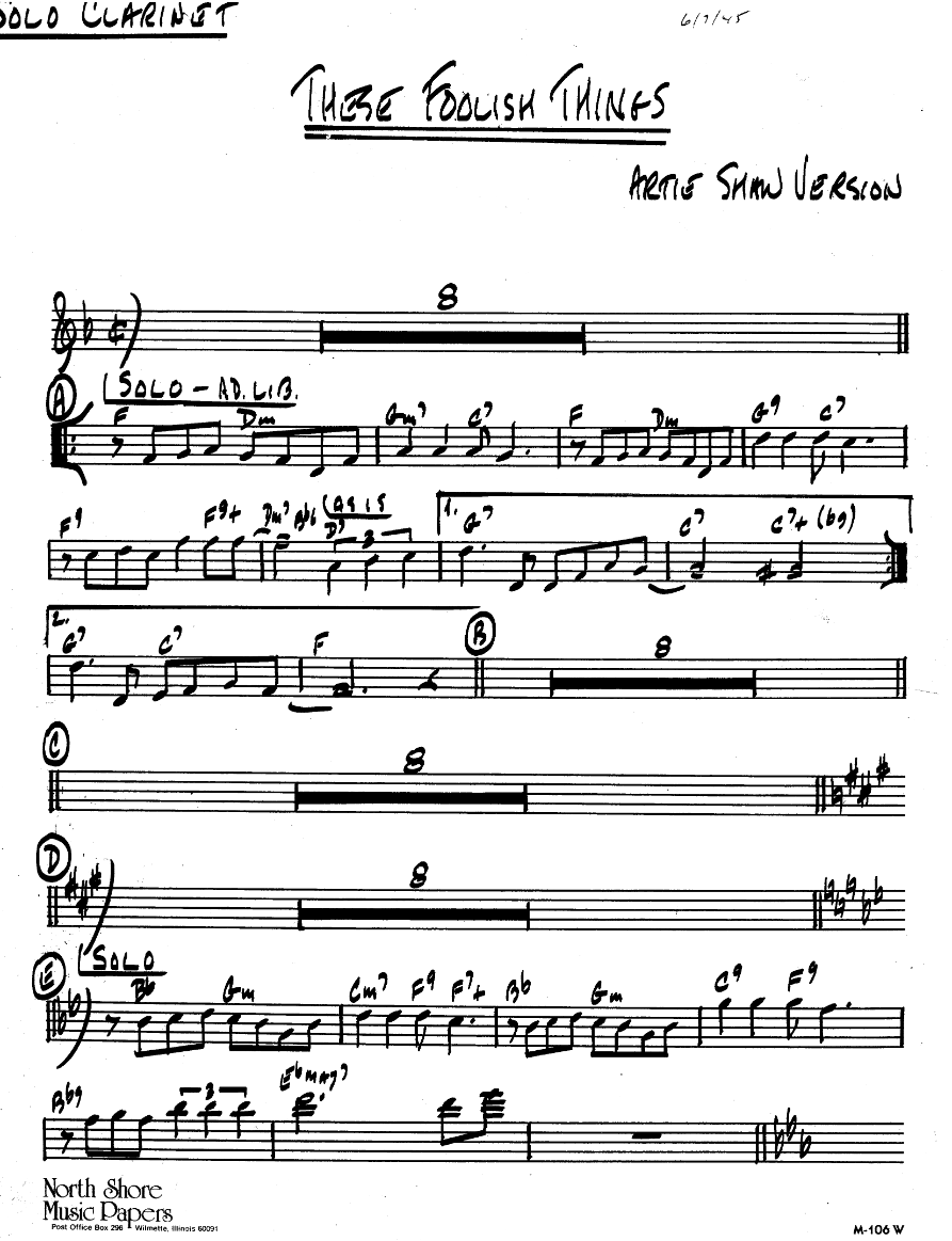 These Foolish Things (A.Shaw) MP3 — sheet music preview